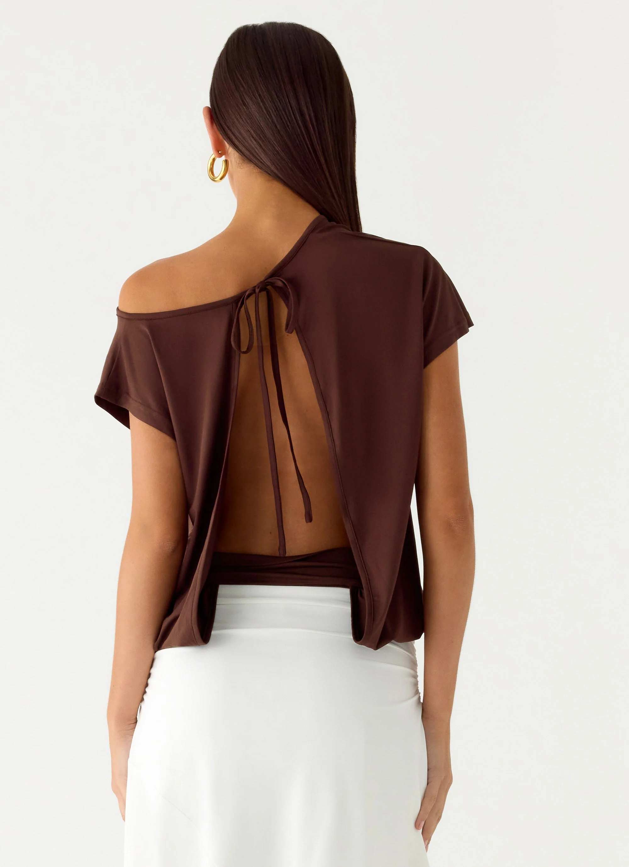 Raeni Off Shoulder Top - Chocolate - Image 4