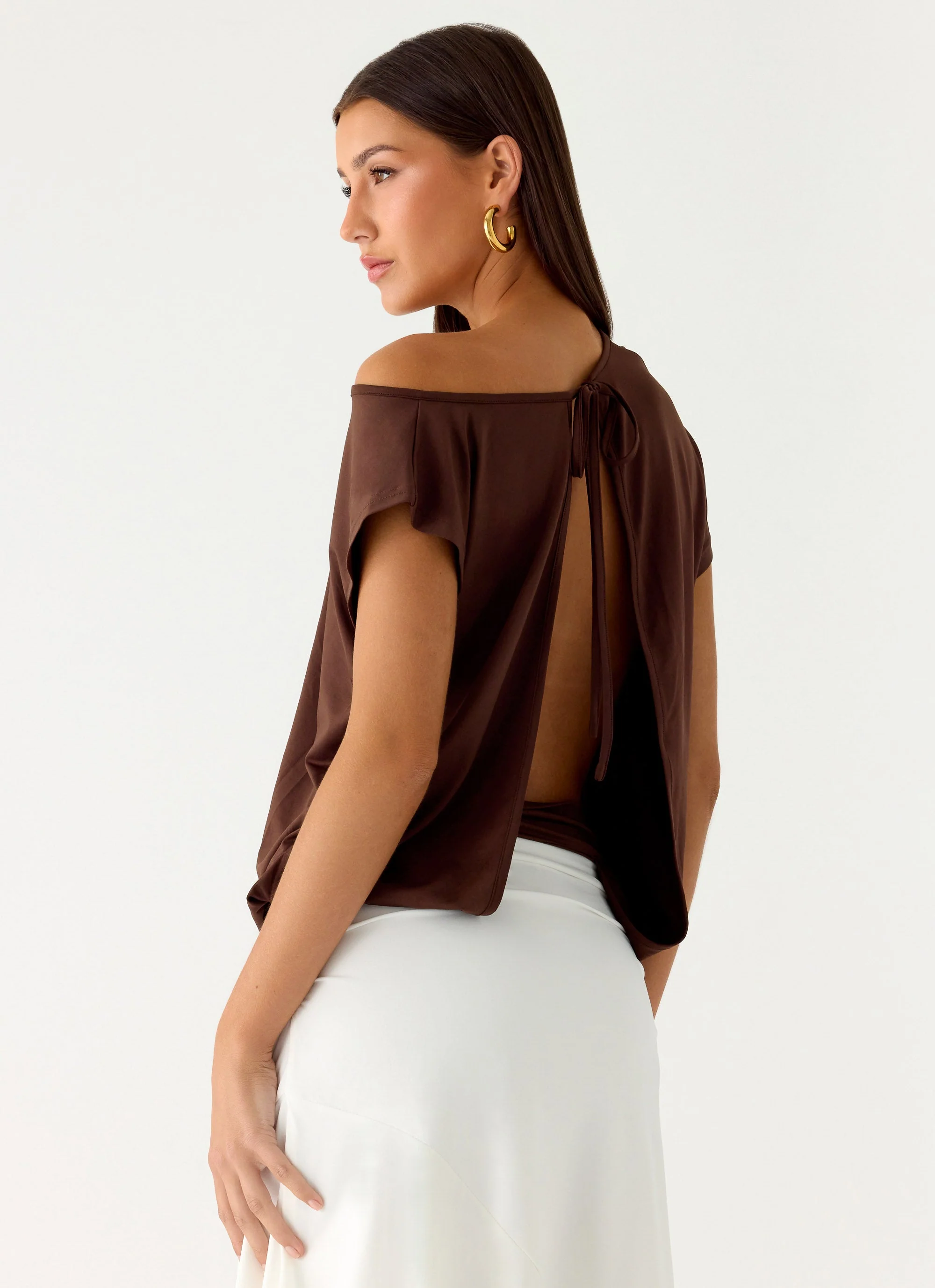 Raeni Off Shoulder Top - Chocolate - Image 6