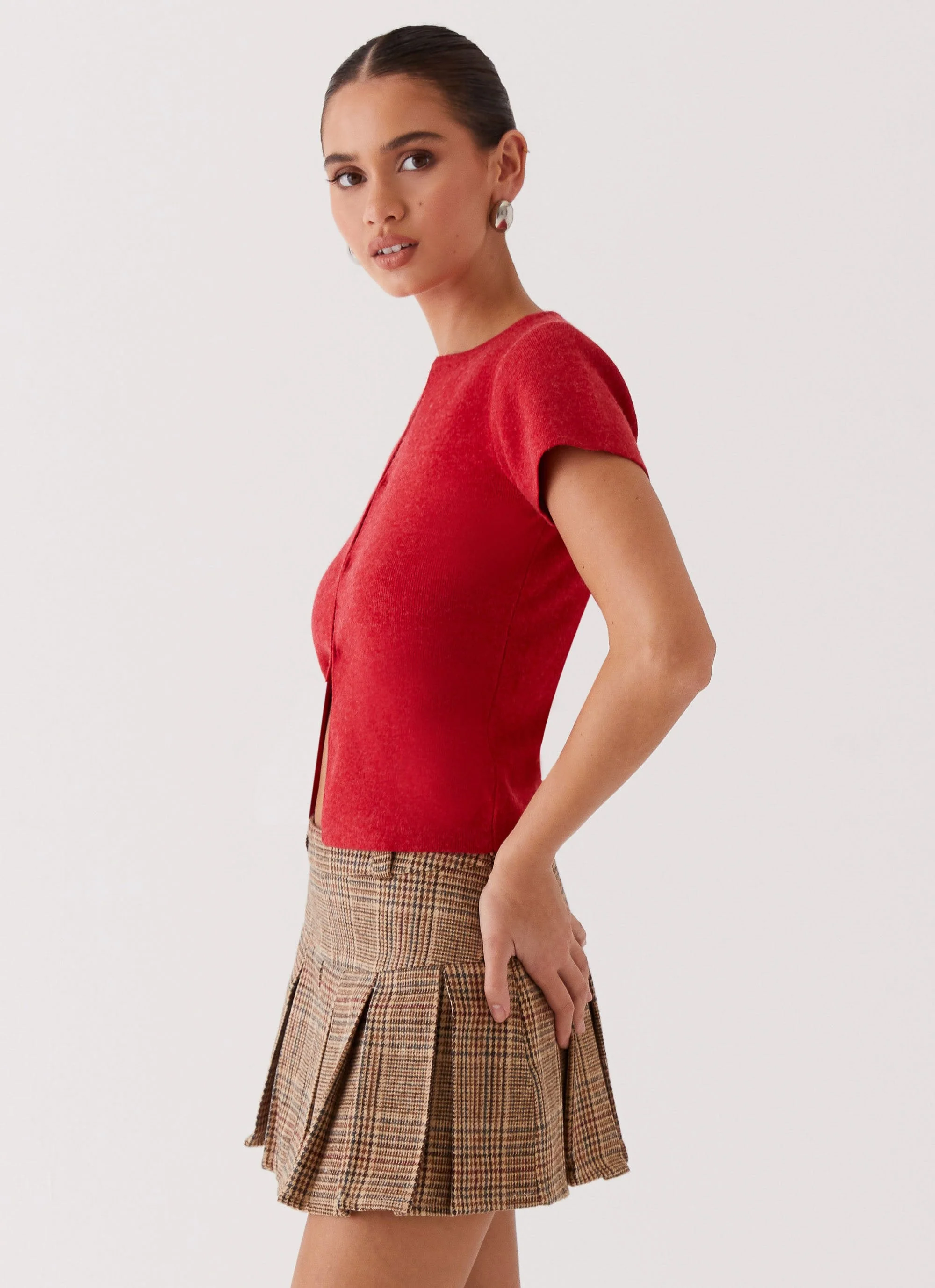 Raina Knit Crop Top - Ruby Red - Image 4