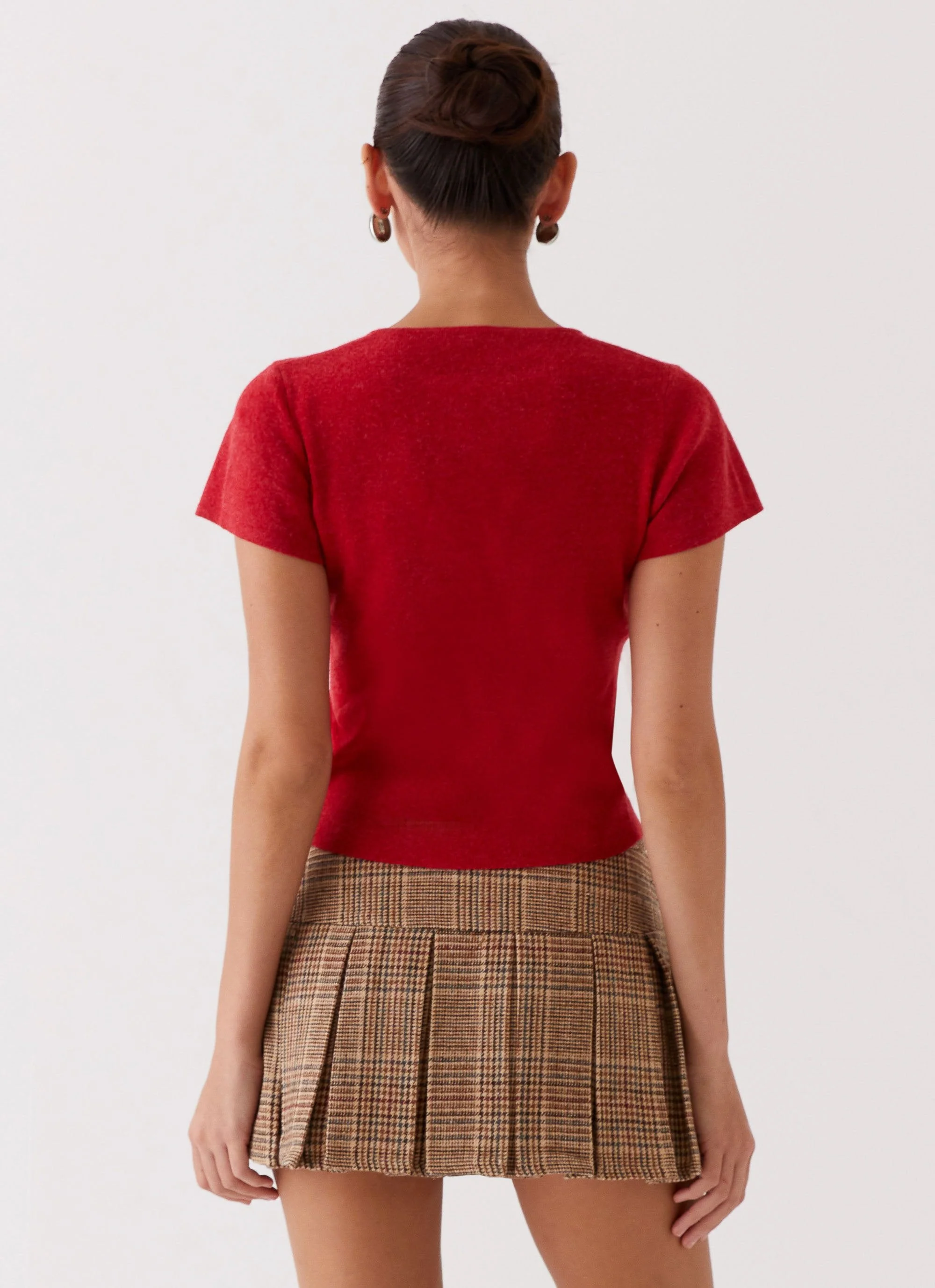 Raina Knit Crop Top - Ruby Red - Image 5