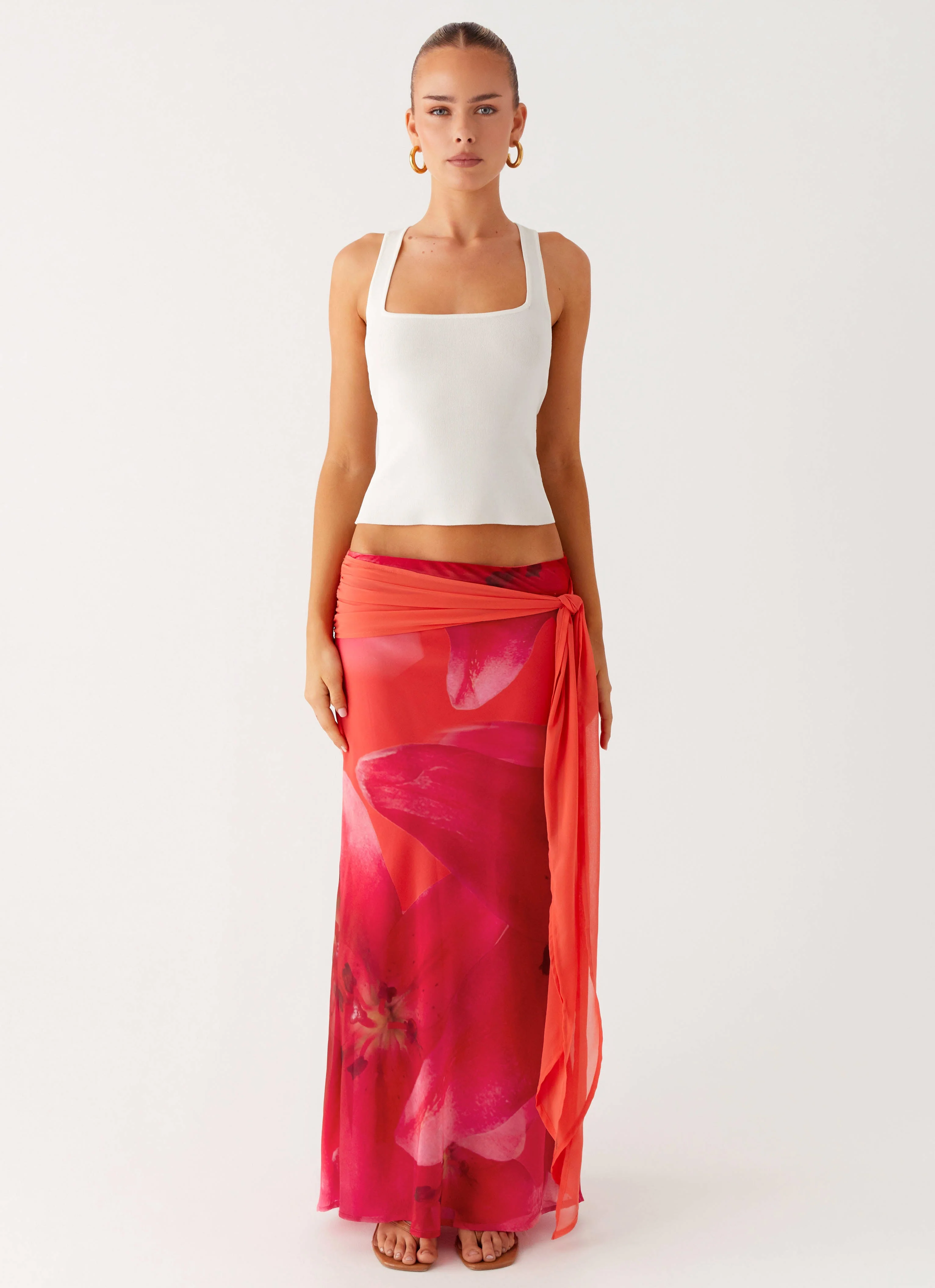 Raya Maxi Skirt - Peach Watermelon Flower - Image 2