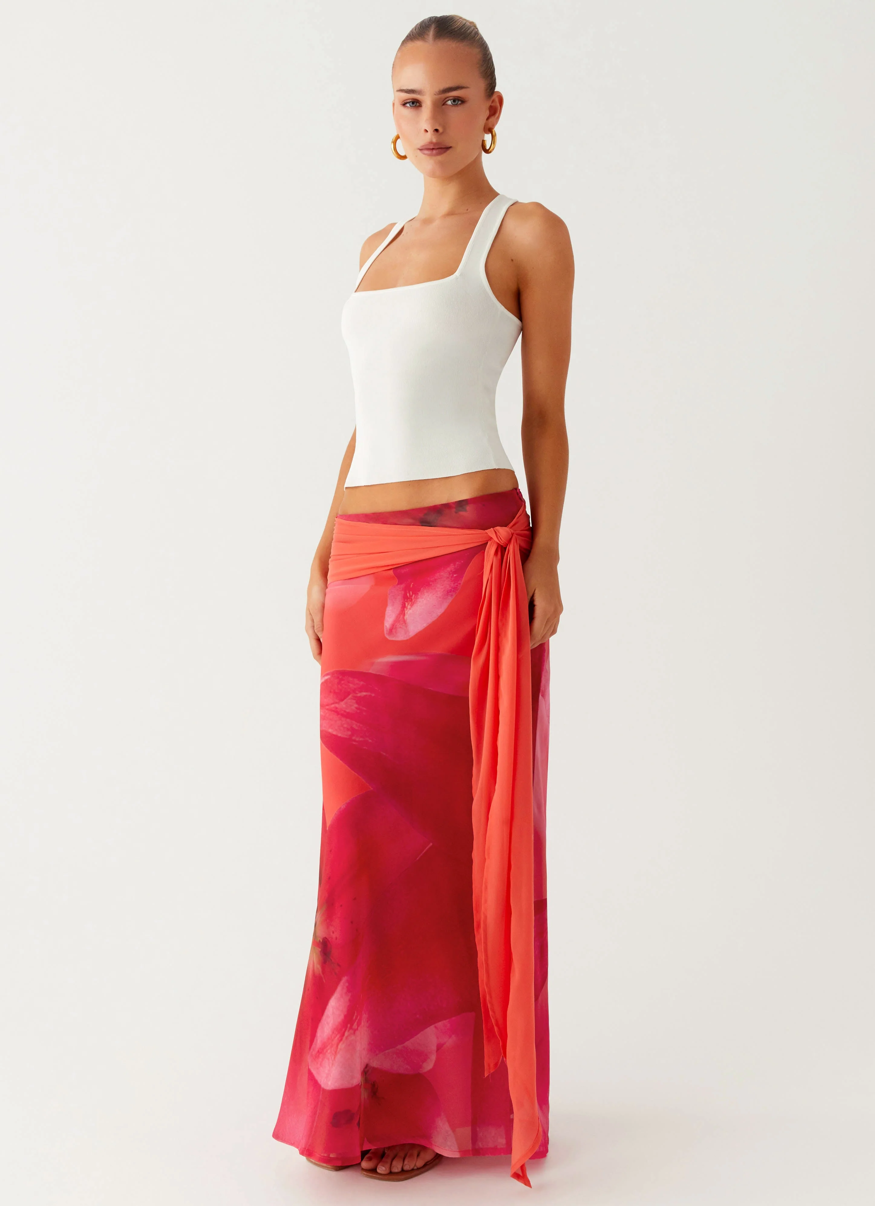Raya Maxi Skirt - Peach Watermelon Flower - Image 6