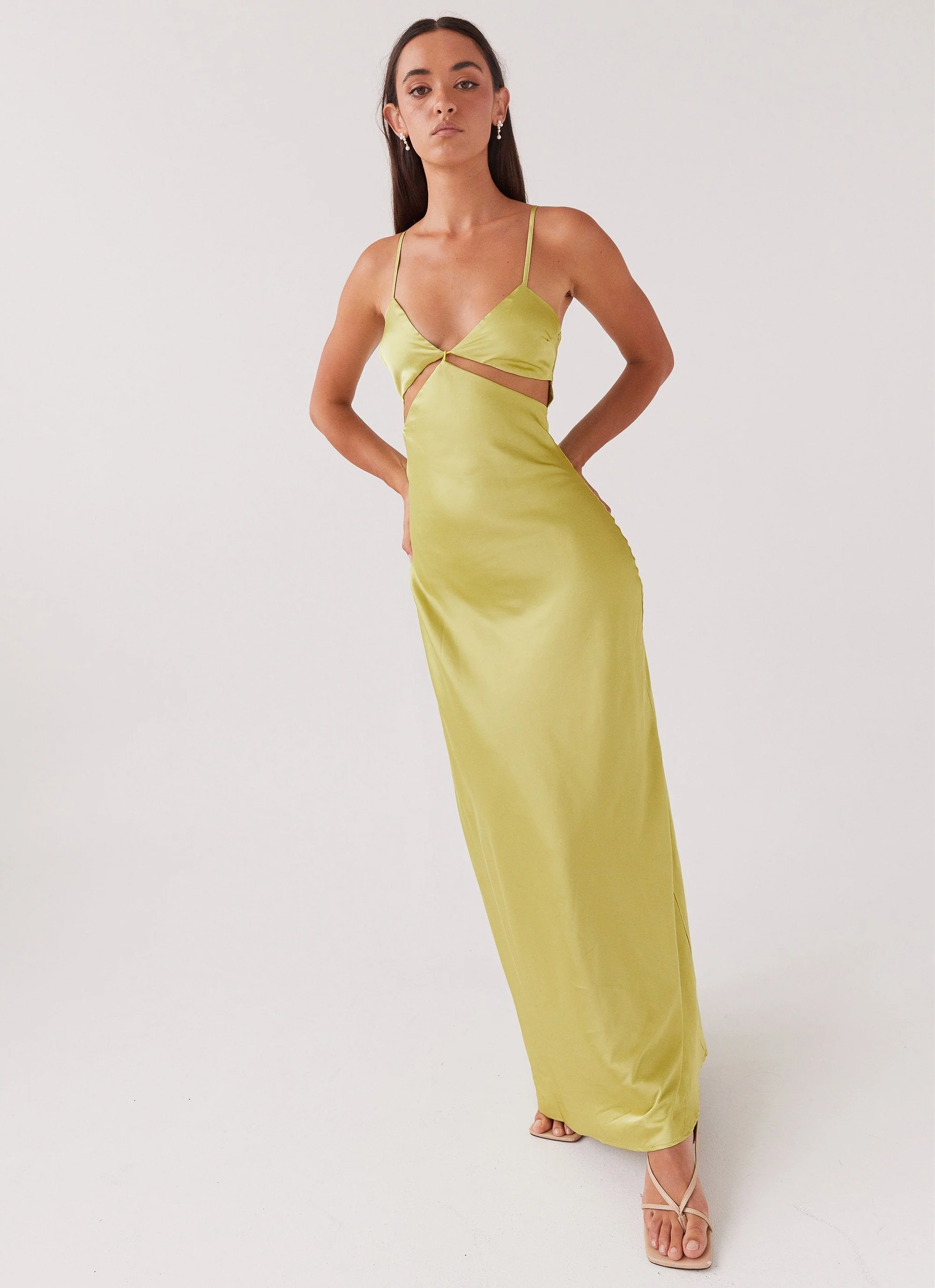 Raylie Cut Out Maxi Dress - Chartreuse - Image 6