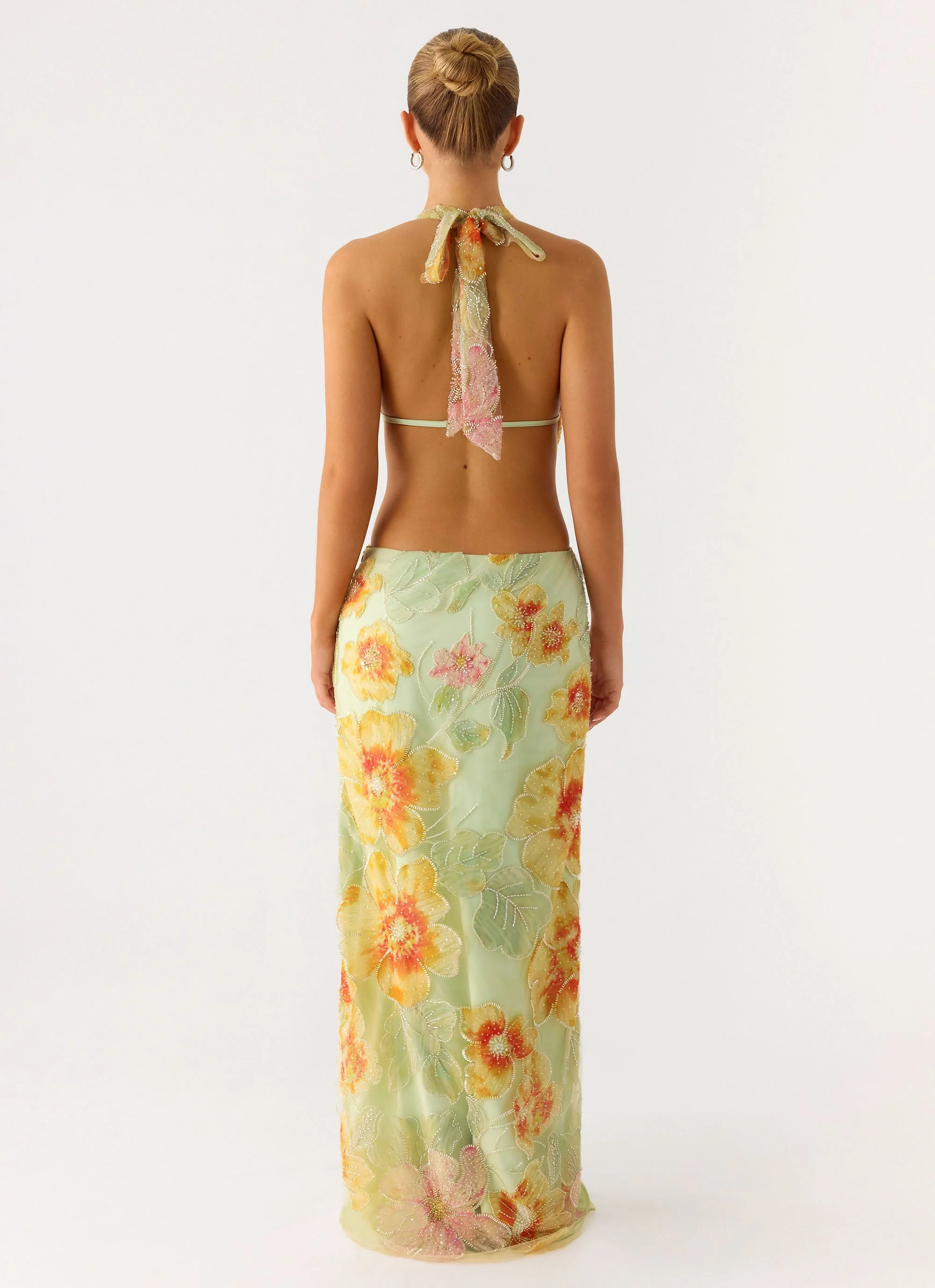 Really Something Beaded Maxi Dress - Green Floral Beaded - Image 2