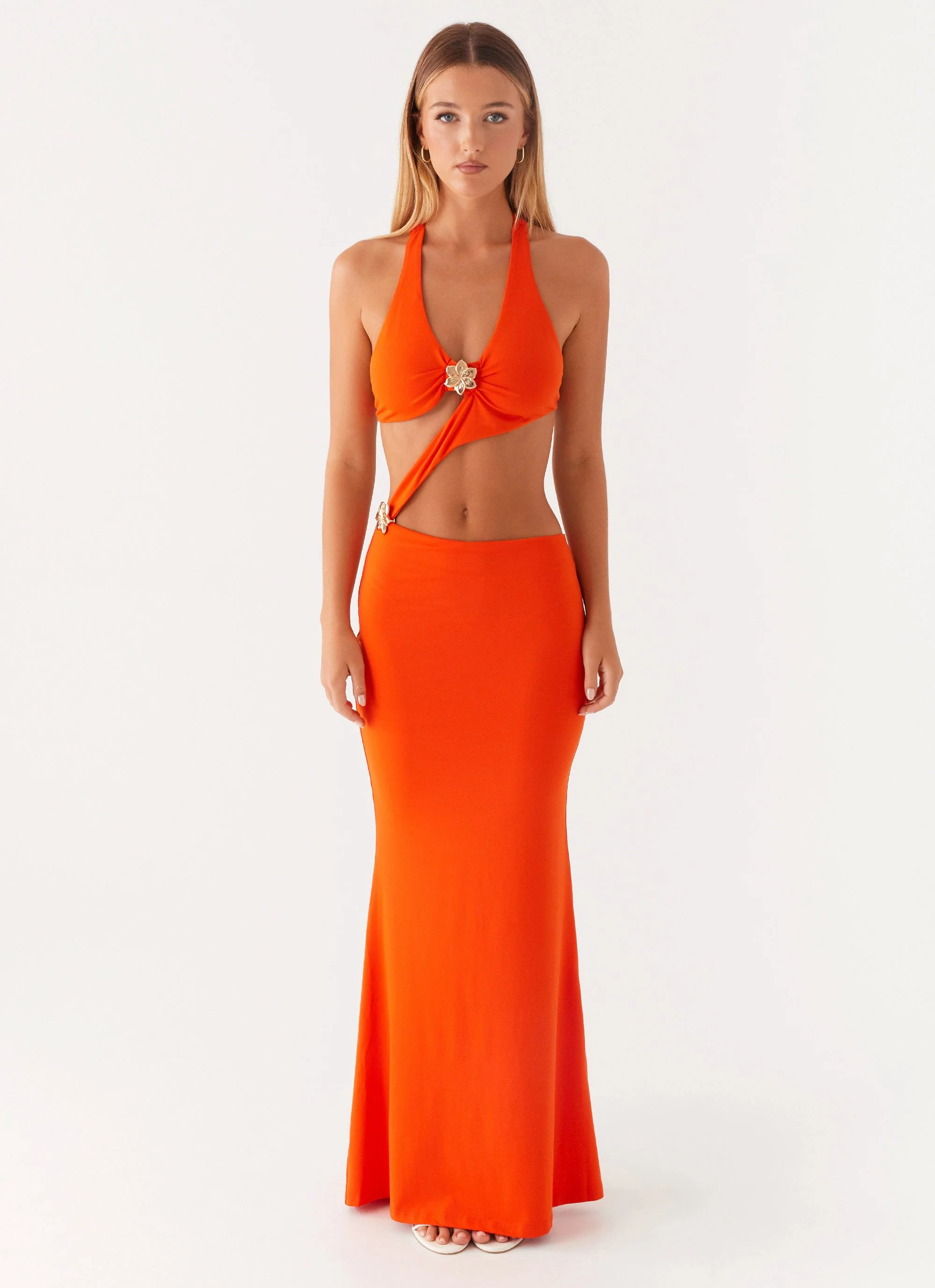 Reasons To Stay Cut Out Maxi Dress - Orange - Image 3