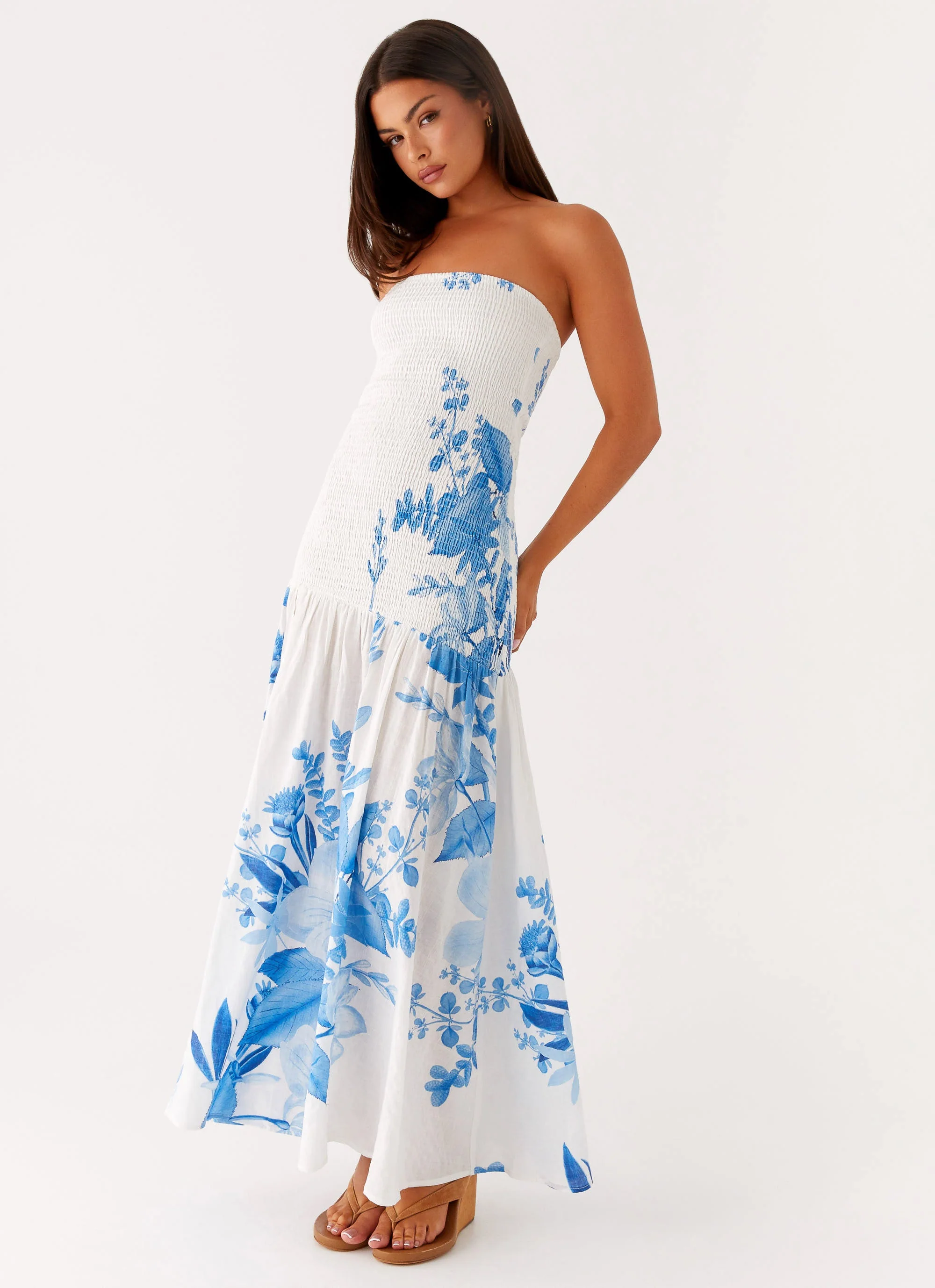 Rebecca Maxi Dress - Blue Floral Print - Image 5