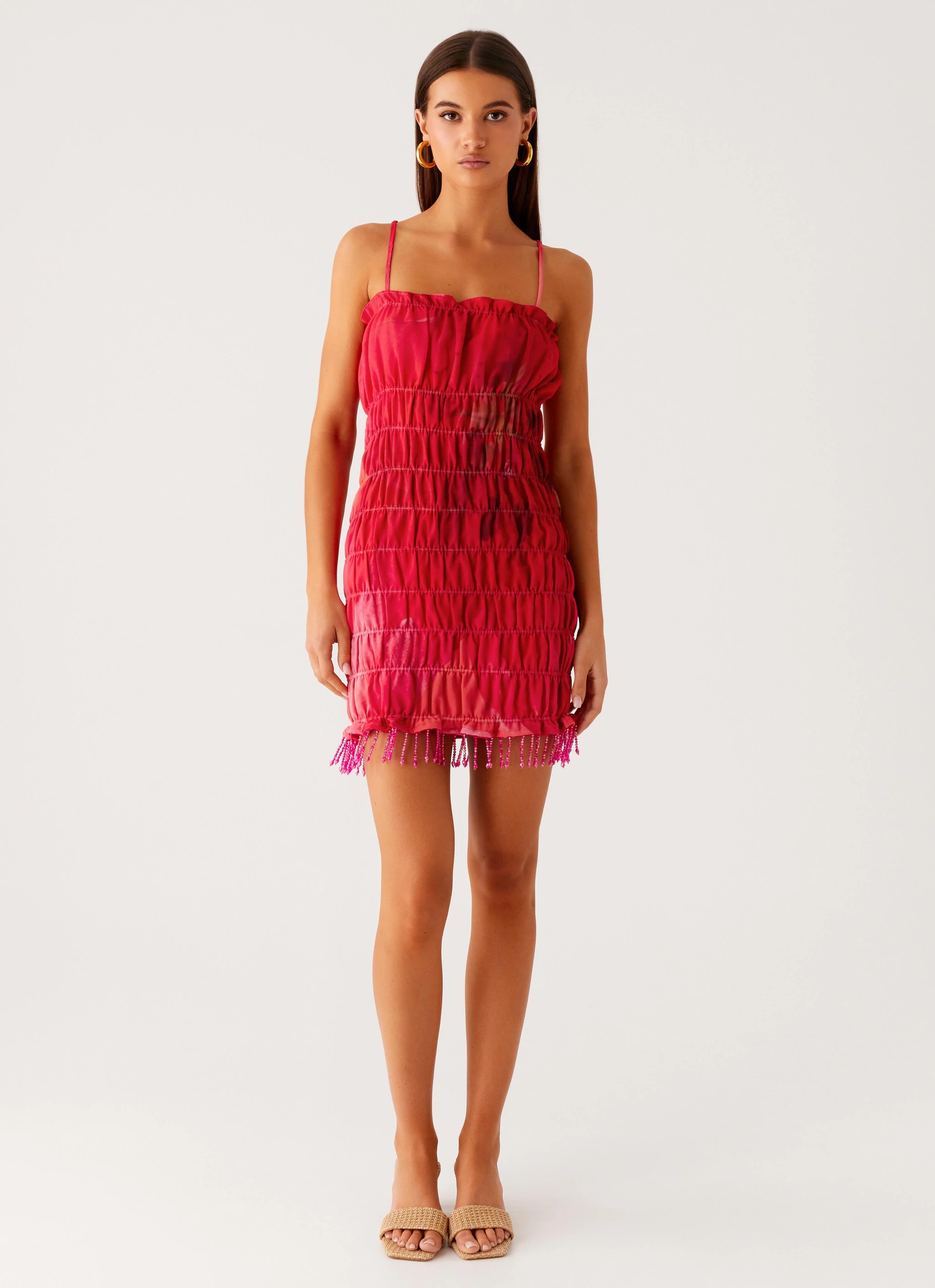 Refresh Me Chiffon Mini Dress - Peach Watermelon Flower - Image 2