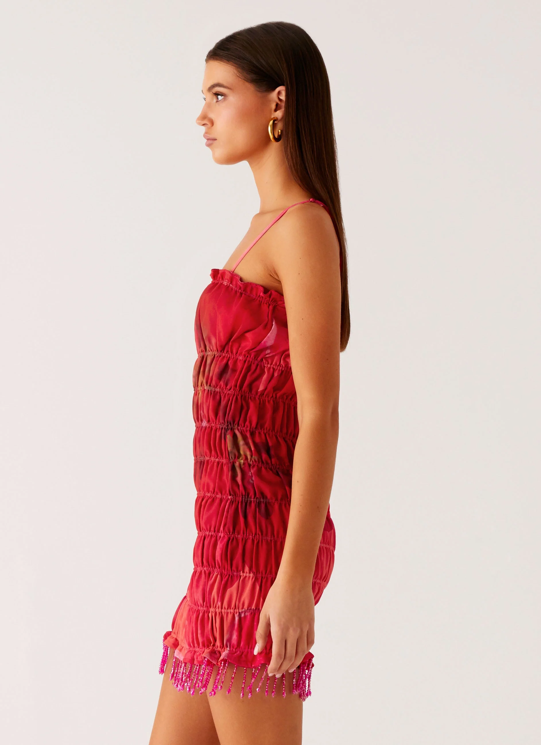Refresh Me Chiffon Mini Dress - Peach Watermelon Flower - Image 3