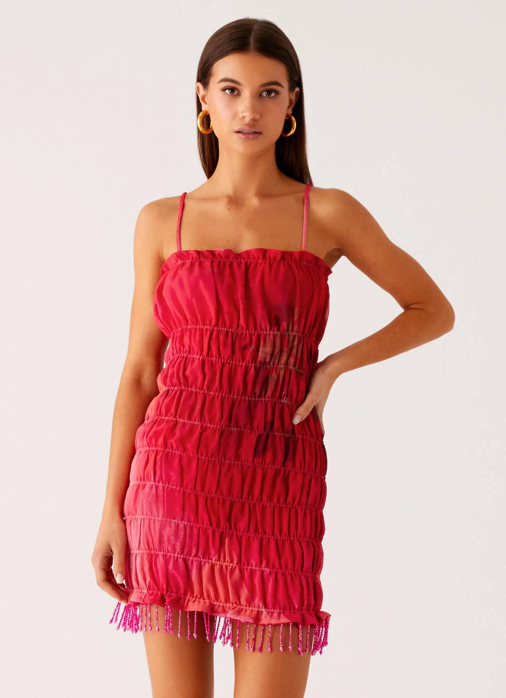 Refresh Me Chiffon Mini Dress - Peach Watermelon Flower - Image 5
