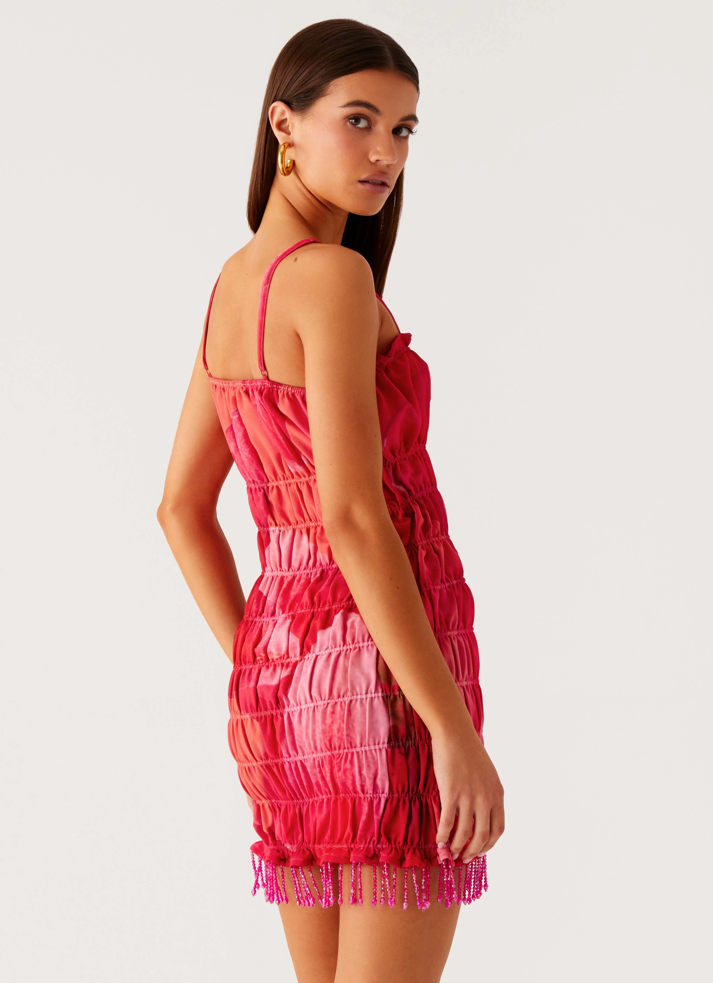 Refresh Me Chiffon Mini Dress - Peach Watermelon Flower - Image 6