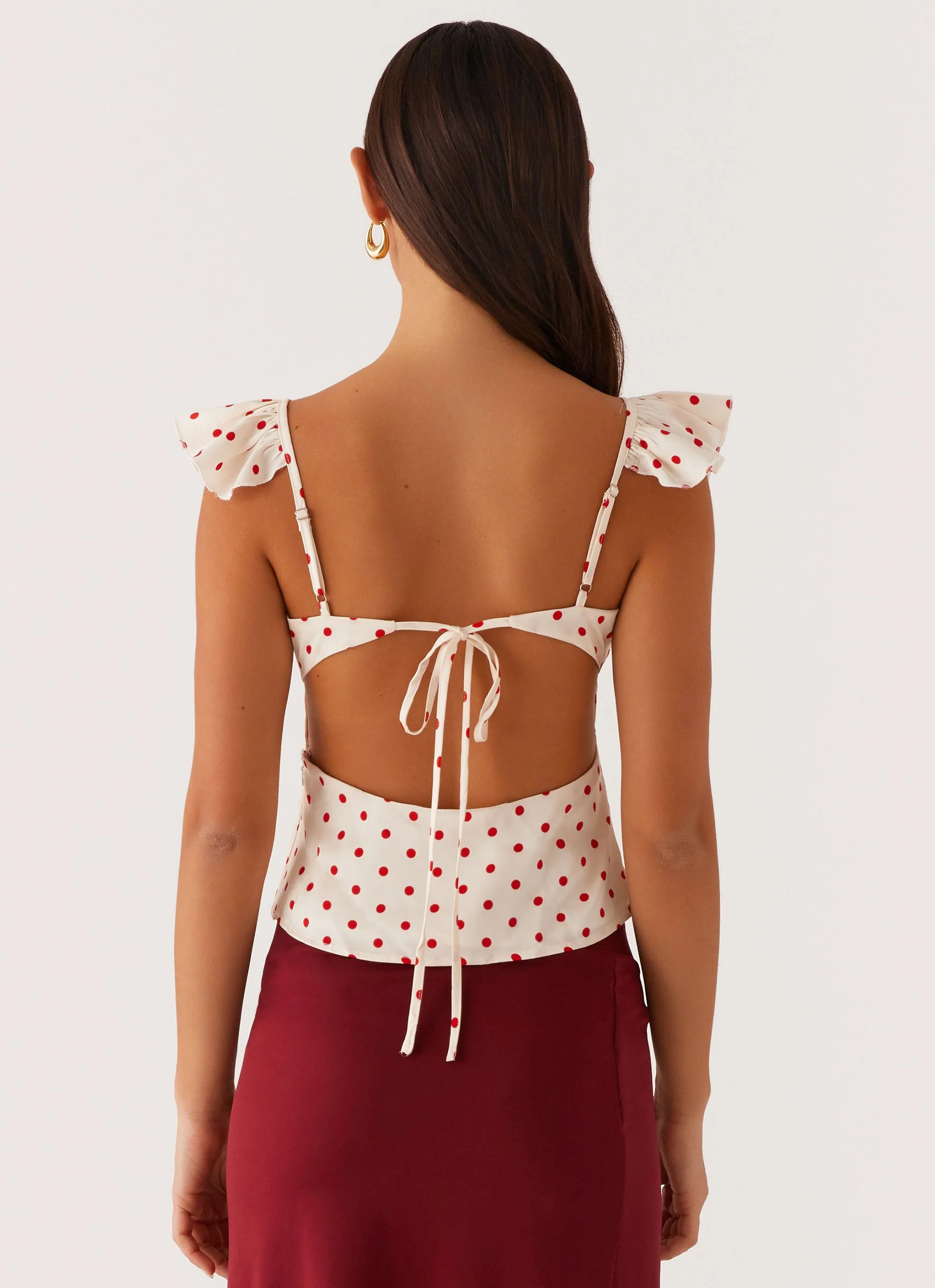 Regan Ruffle Top - Red Polka Dot - Image 4