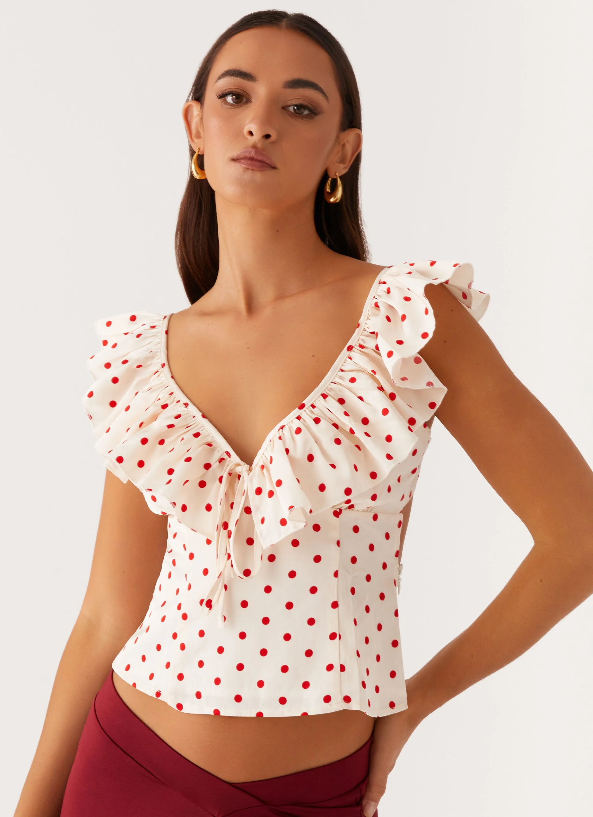 Regan Ruffle Top - Red Polka Dot - Image 5