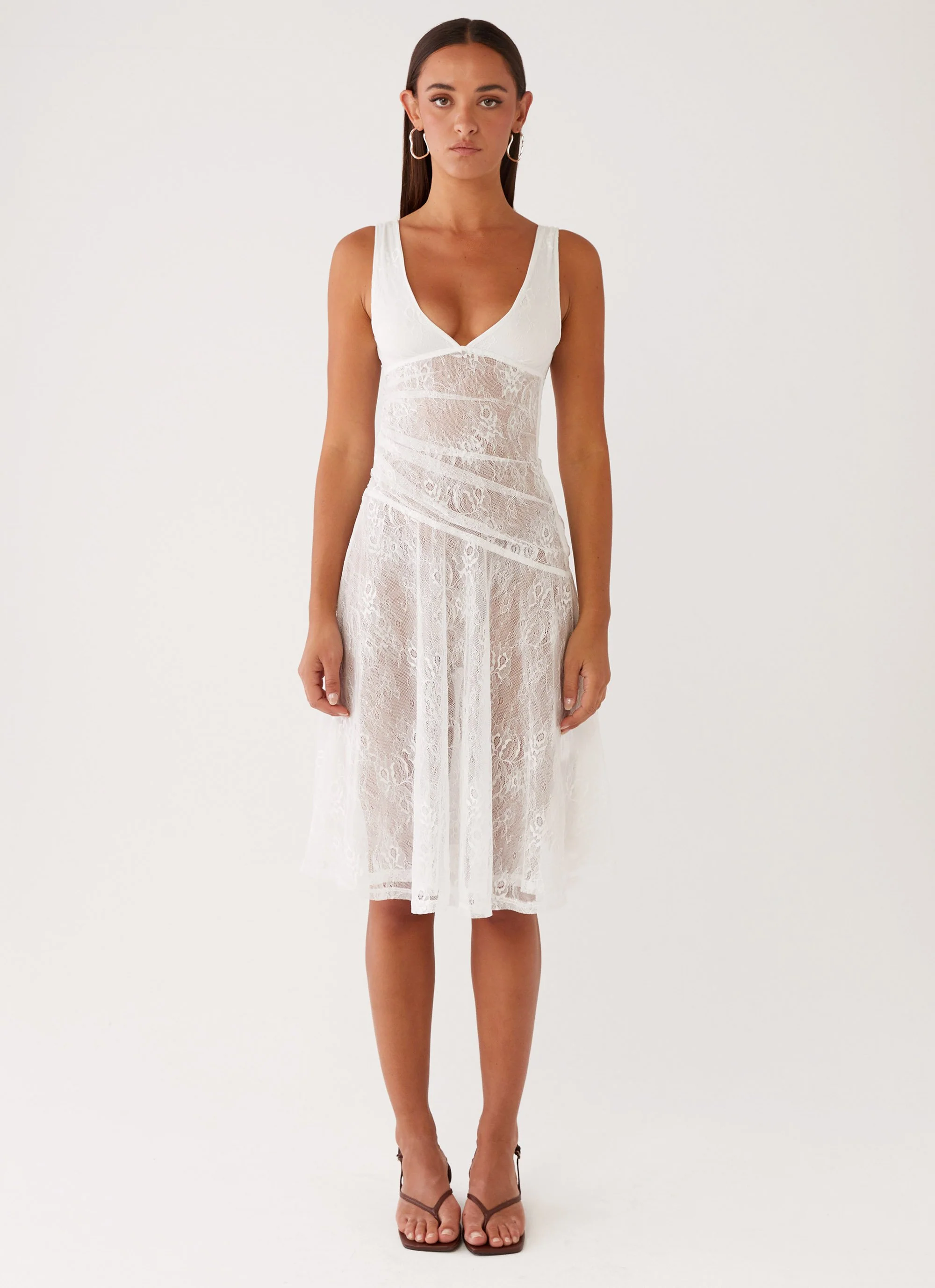 Remember Me Lace Midi Dress - White - Image 3