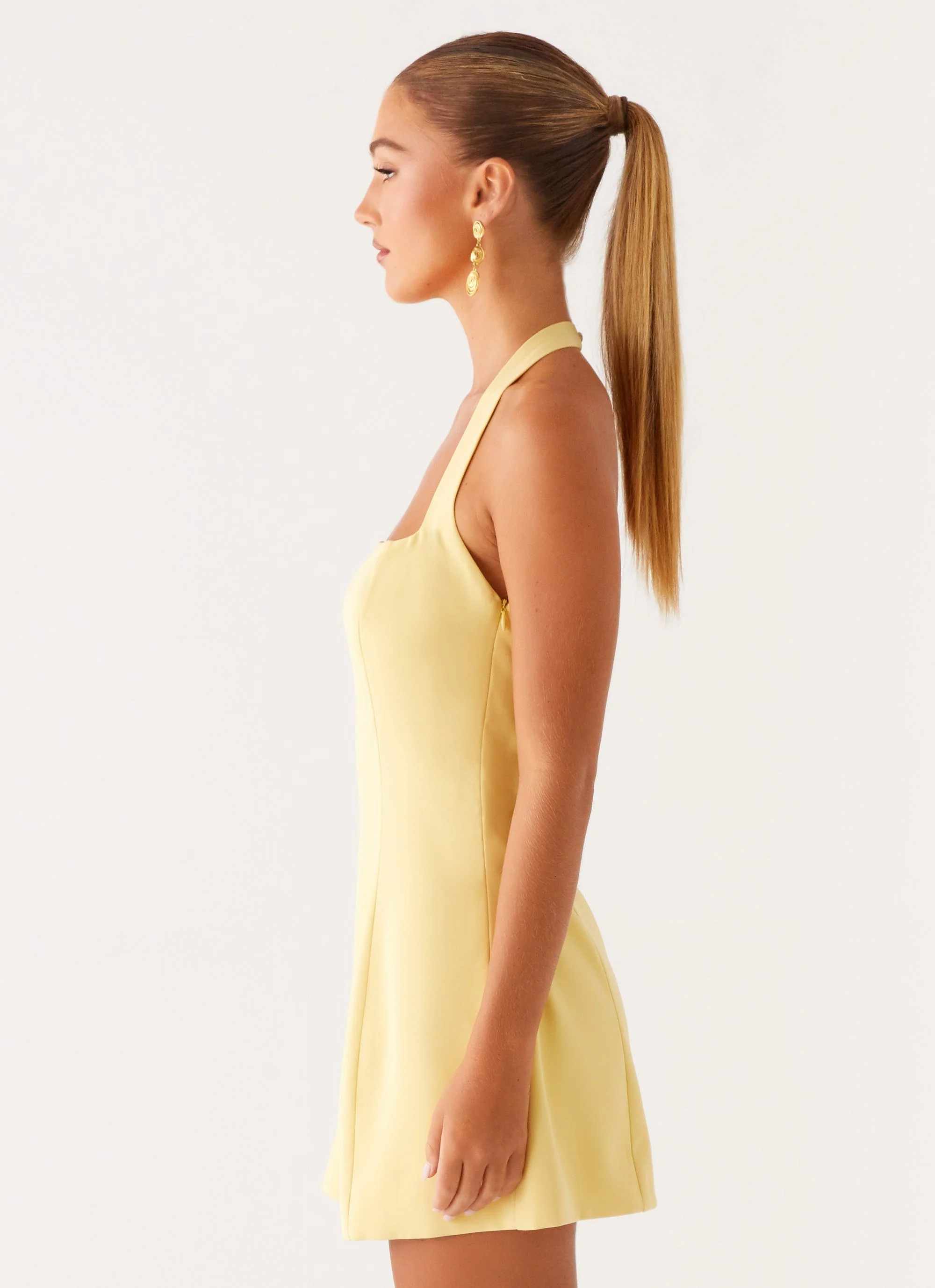 Remi Halter Mini Dress - Yellow - Image 3