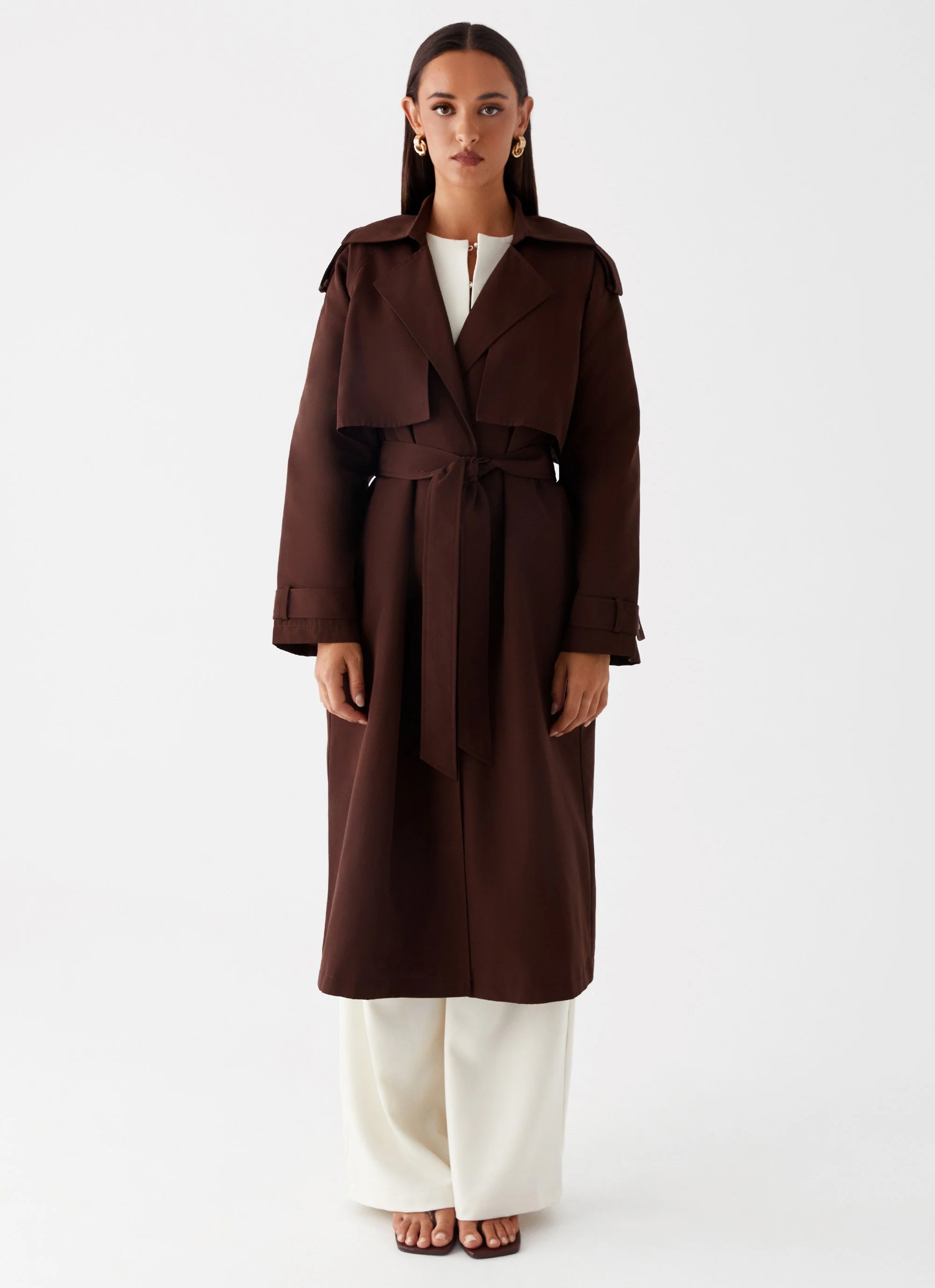 Rent Free Trench Coat - Chocolate - Image 2