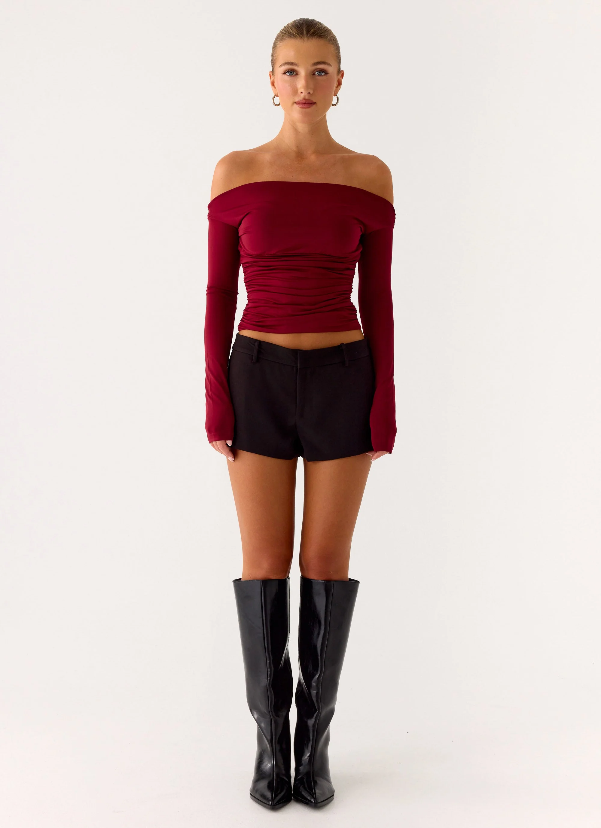 Reva Long Sleeve Top - Maroon - Image 4