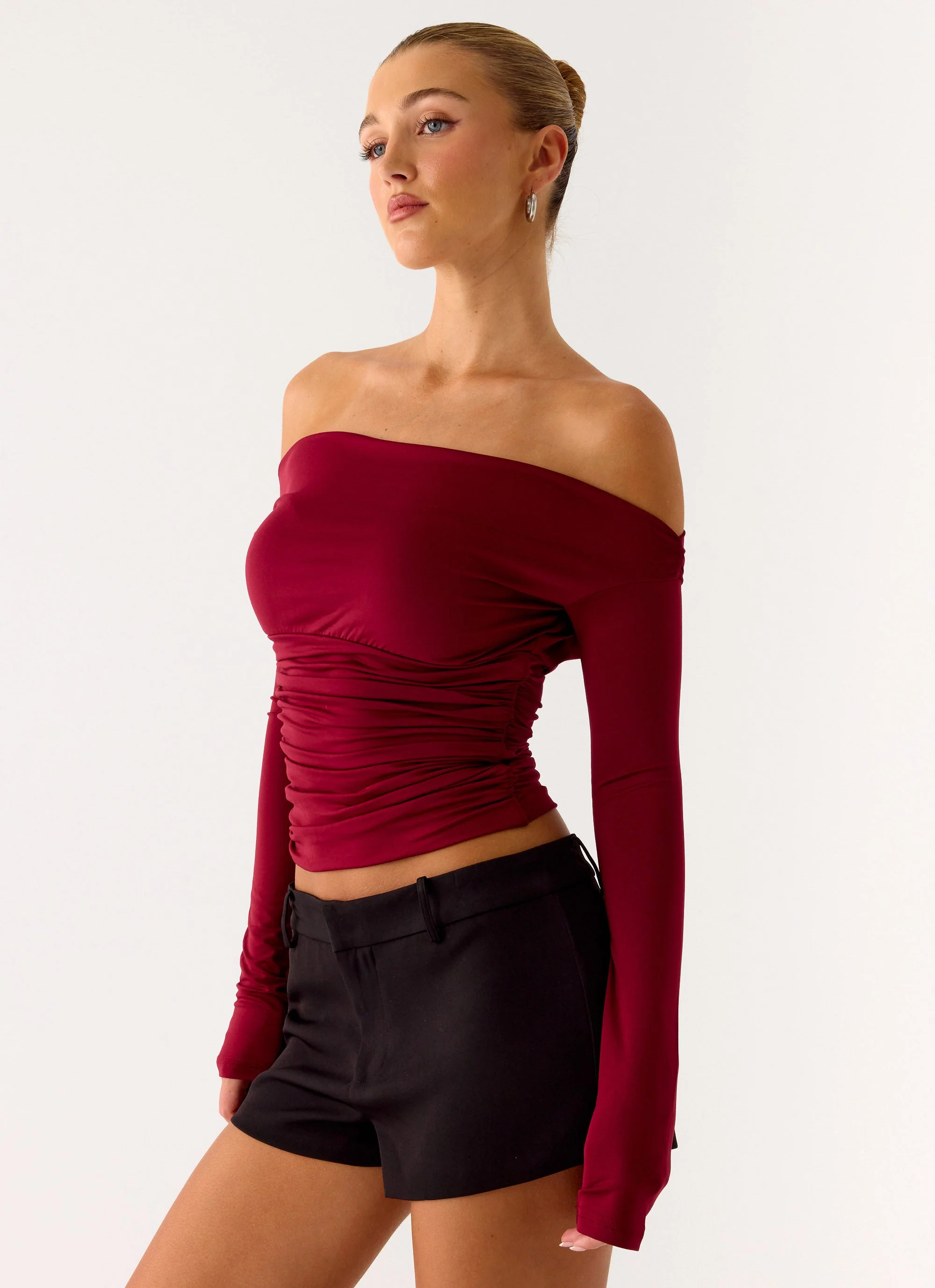 Reva Long Sleeve Top - Maroon - Image 7
