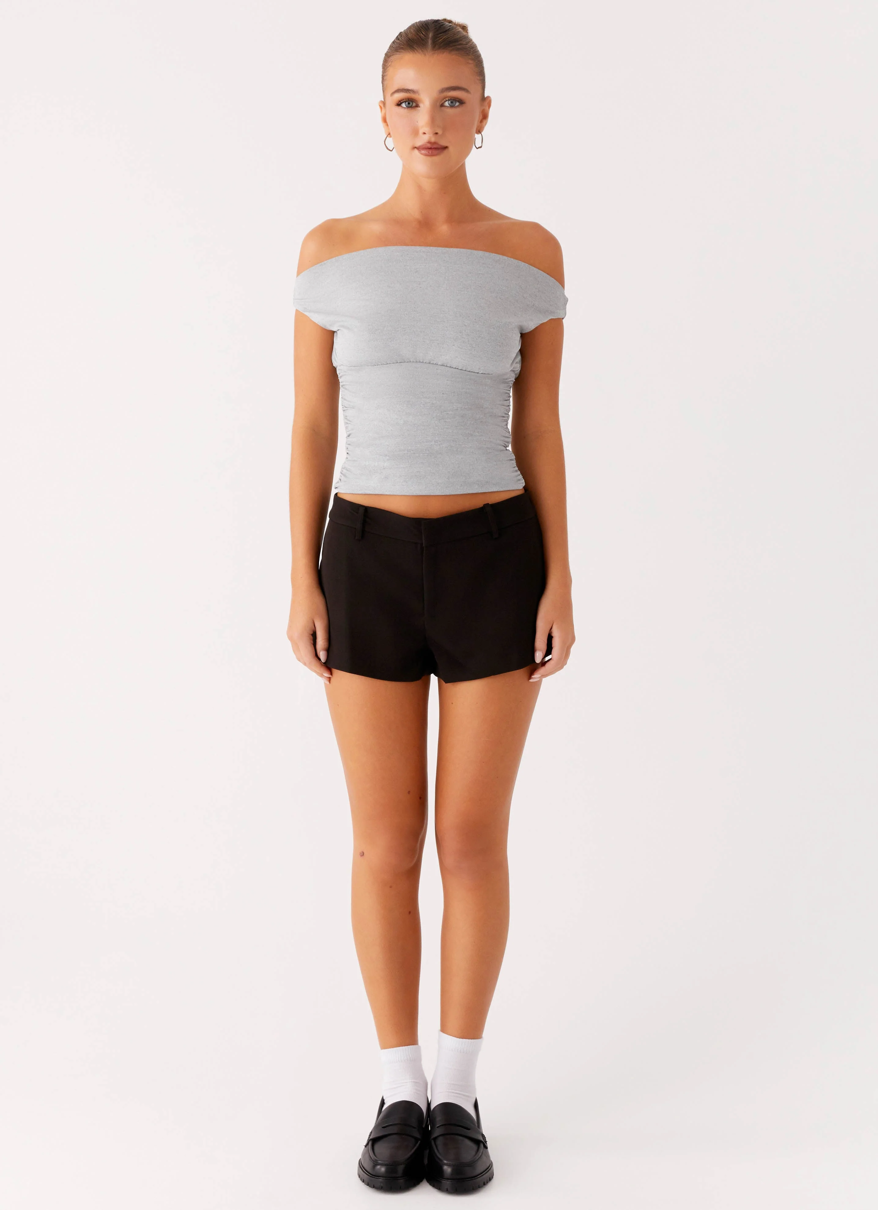 Reva Off Shoulder Top - Grey - Image 2