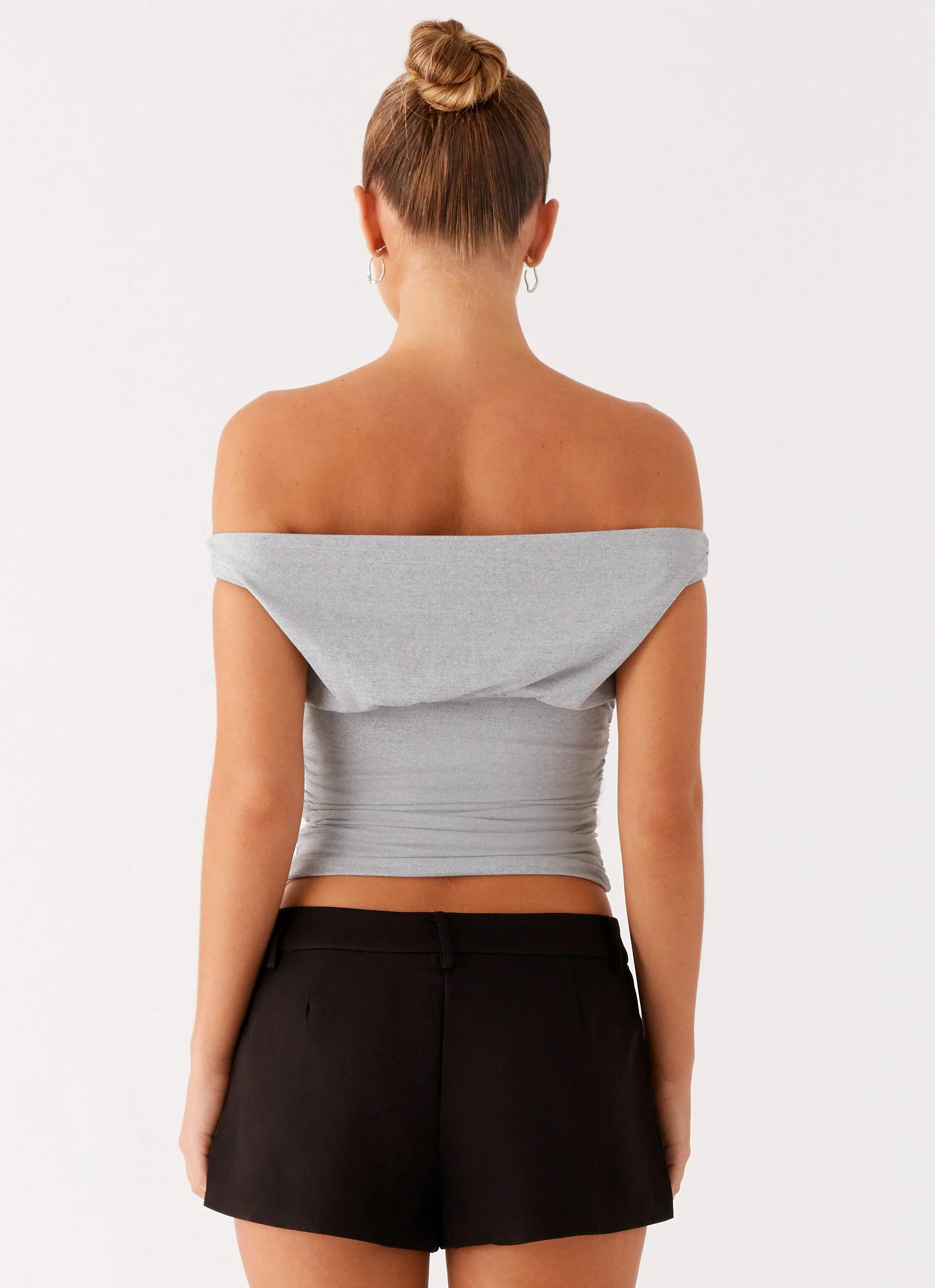 Reva Off Shoulder Top - Grey - Image 4