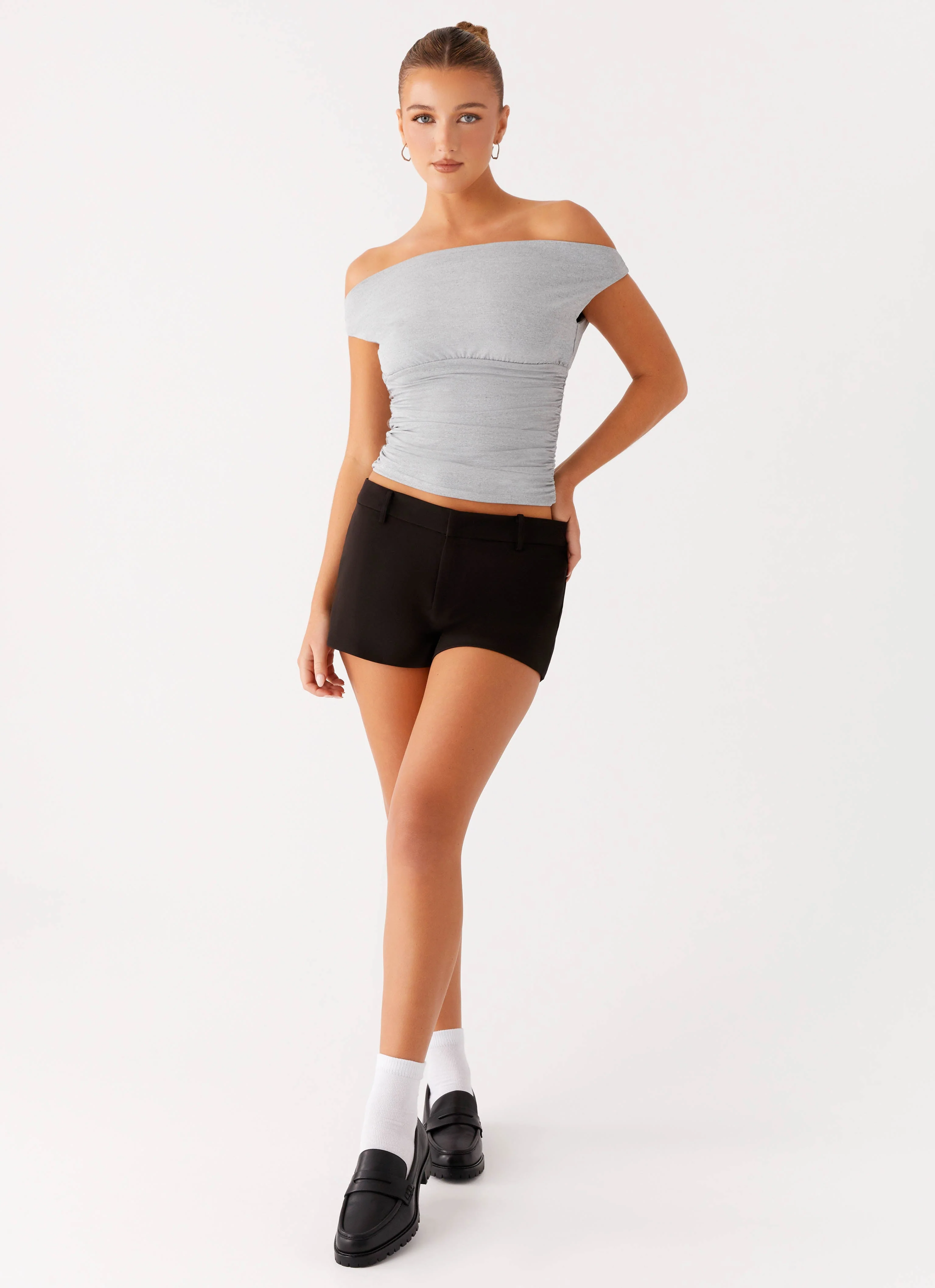 Reva Off Shoulder Top - Grey - Image 6