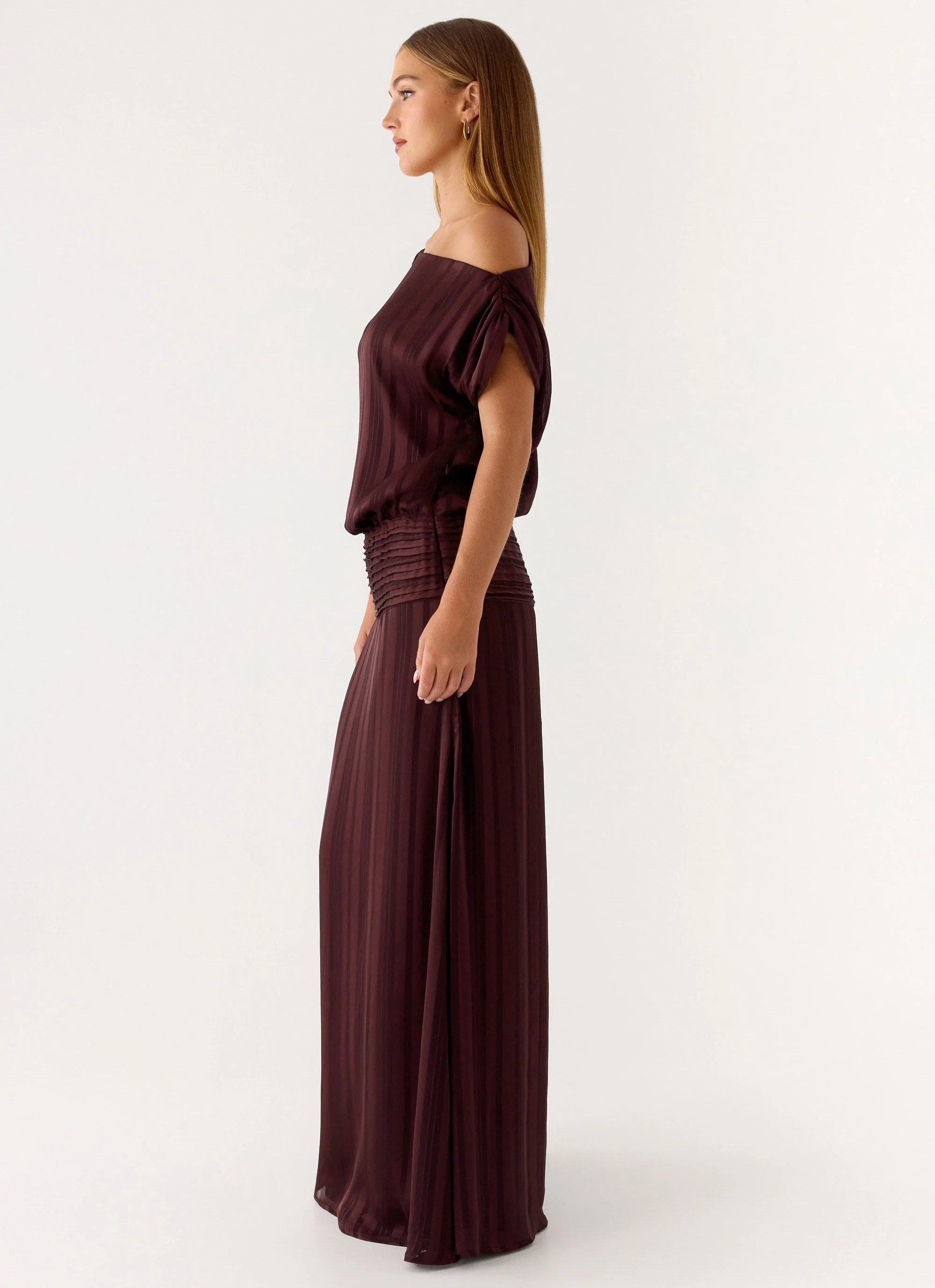 Rexi One Shoulder Maxi Dress - Aubergine Gleam - Image 2