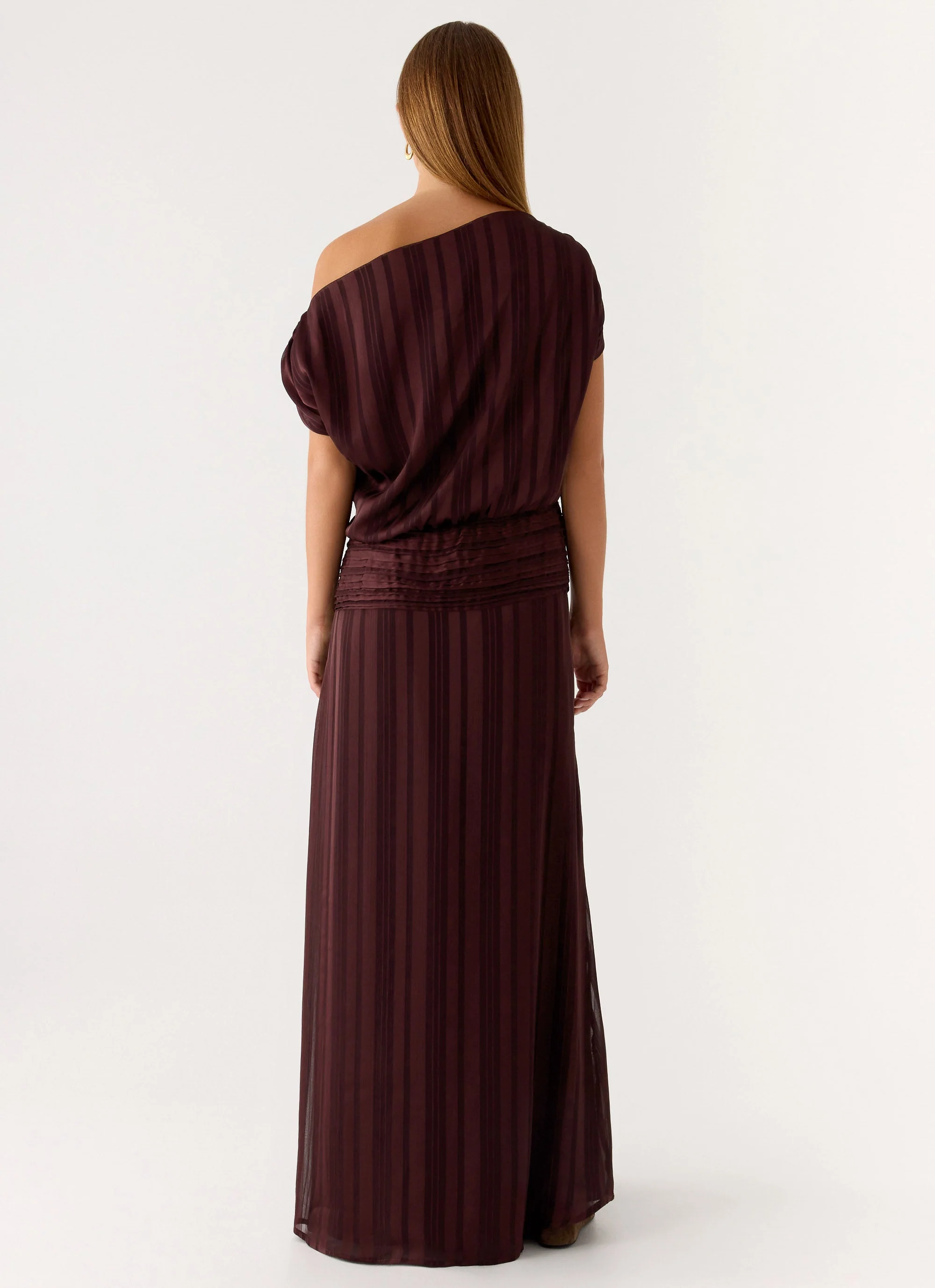 Rexi One Shoulder Maxi Dress - Aubergine Gleam - Image 3
