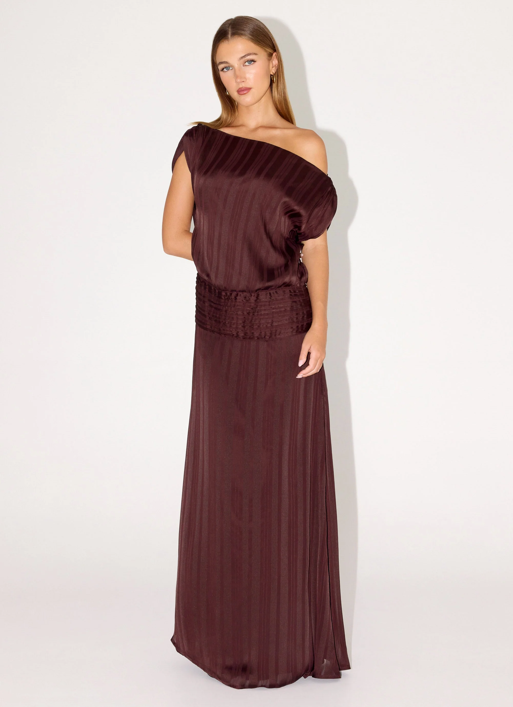Rexi One Shoulder Maxi Dress - Aubergine Gleam - Image 5