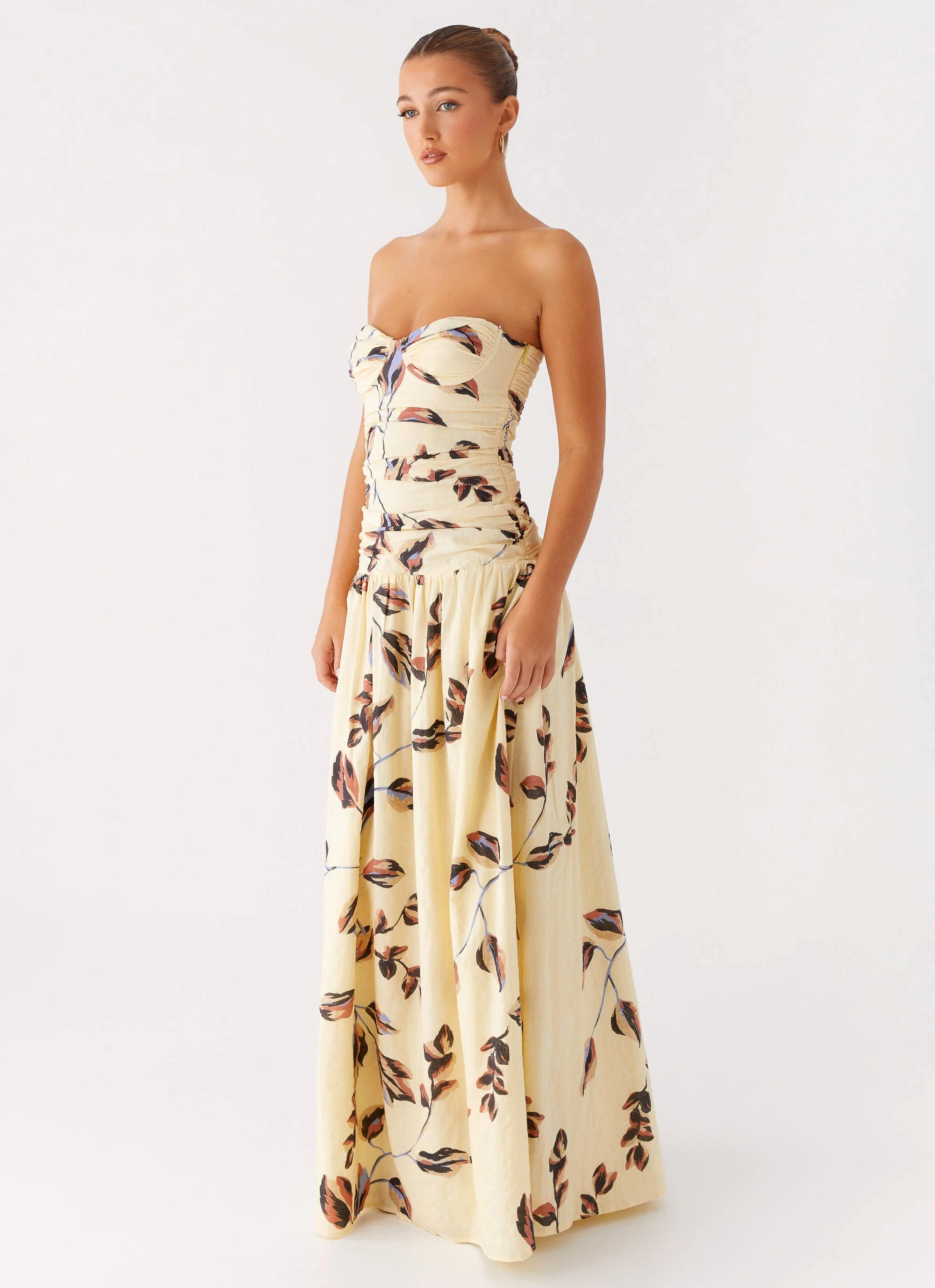 Rhea Ruched Maxi Dress - Buttercream Bliss - Image 4