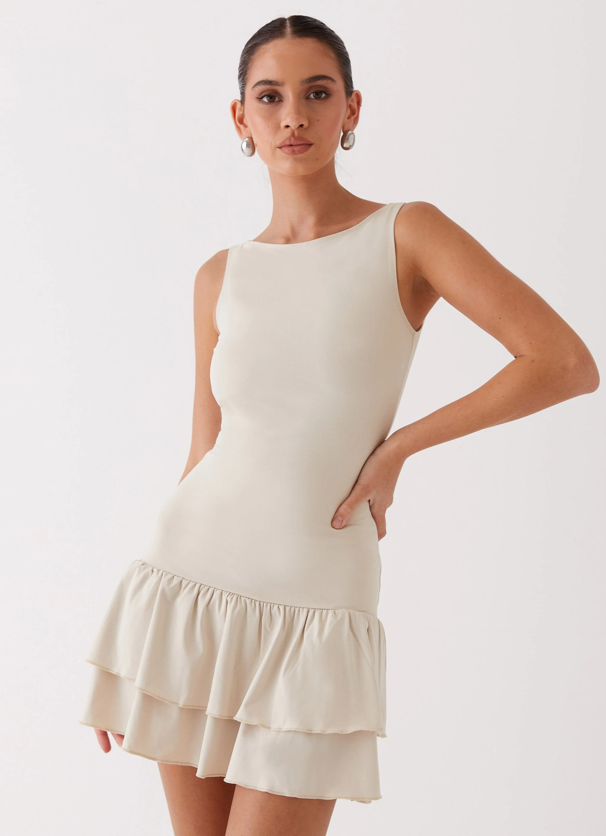 Rhiannon Frill Mini Dress - Ivory - Image 5
