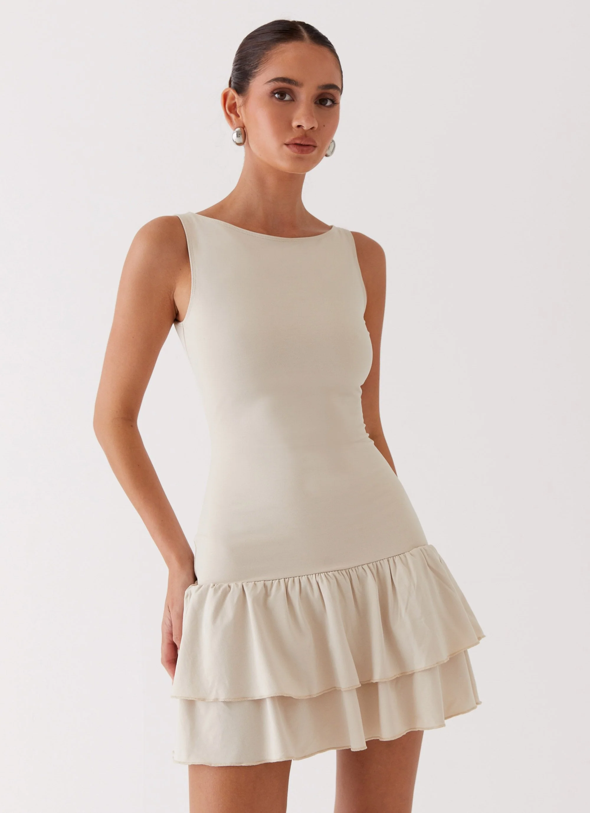 Rhiannon Frill Mini Dress - Ivory - Image 6