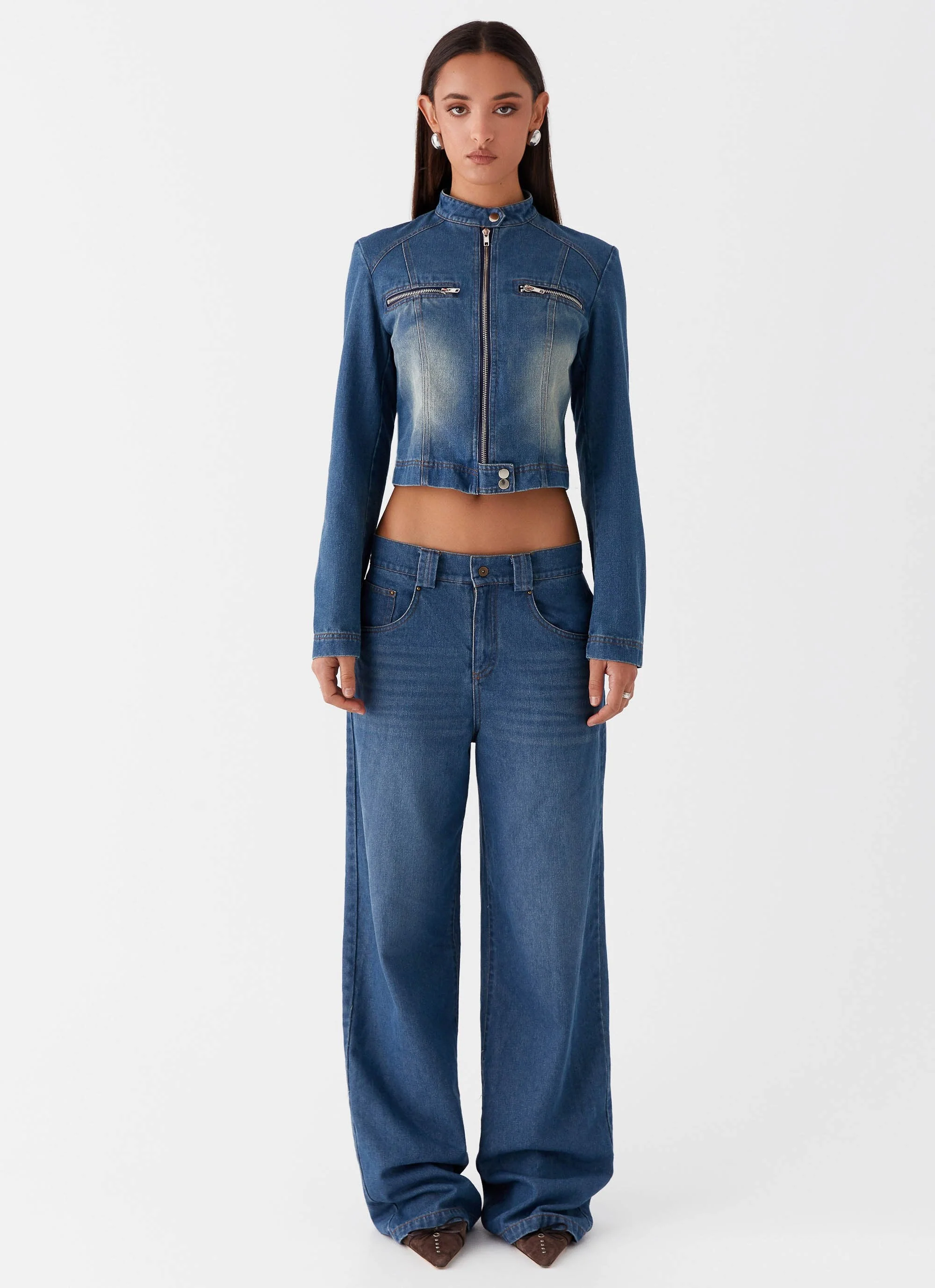 Ride Elegant Baggy Jeans - Vintage Blue Wash - Image 2