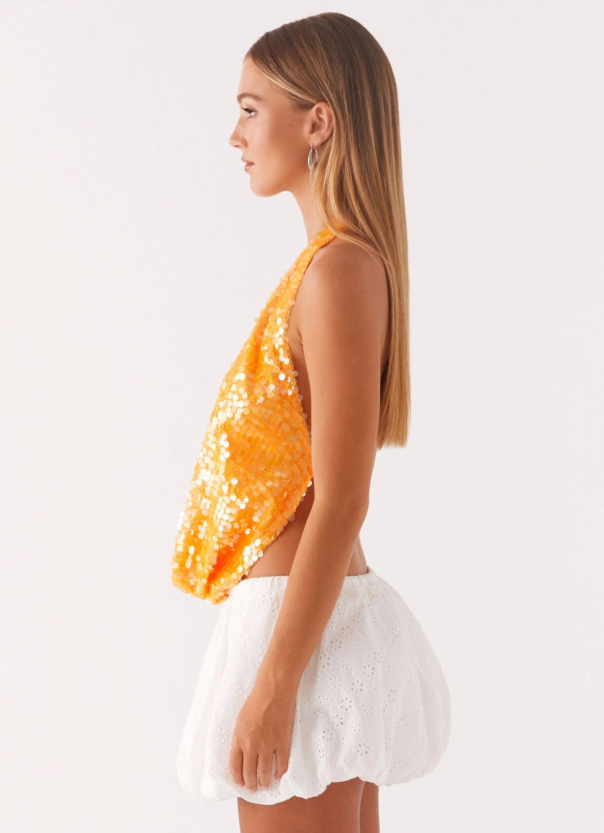 Rio Dreams Cowl Neck Halter Top - Orange - Image 3