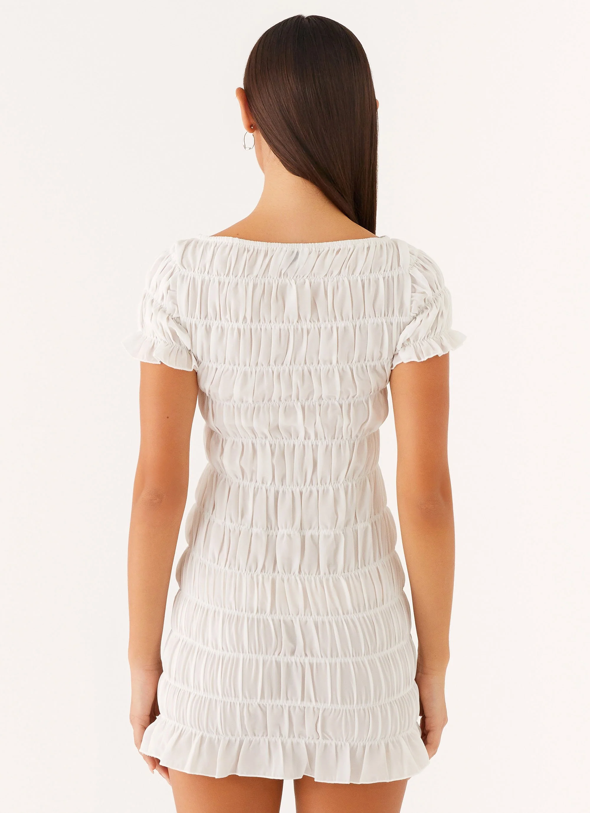 Rita Ruched Mini Dress - White - Image 4
