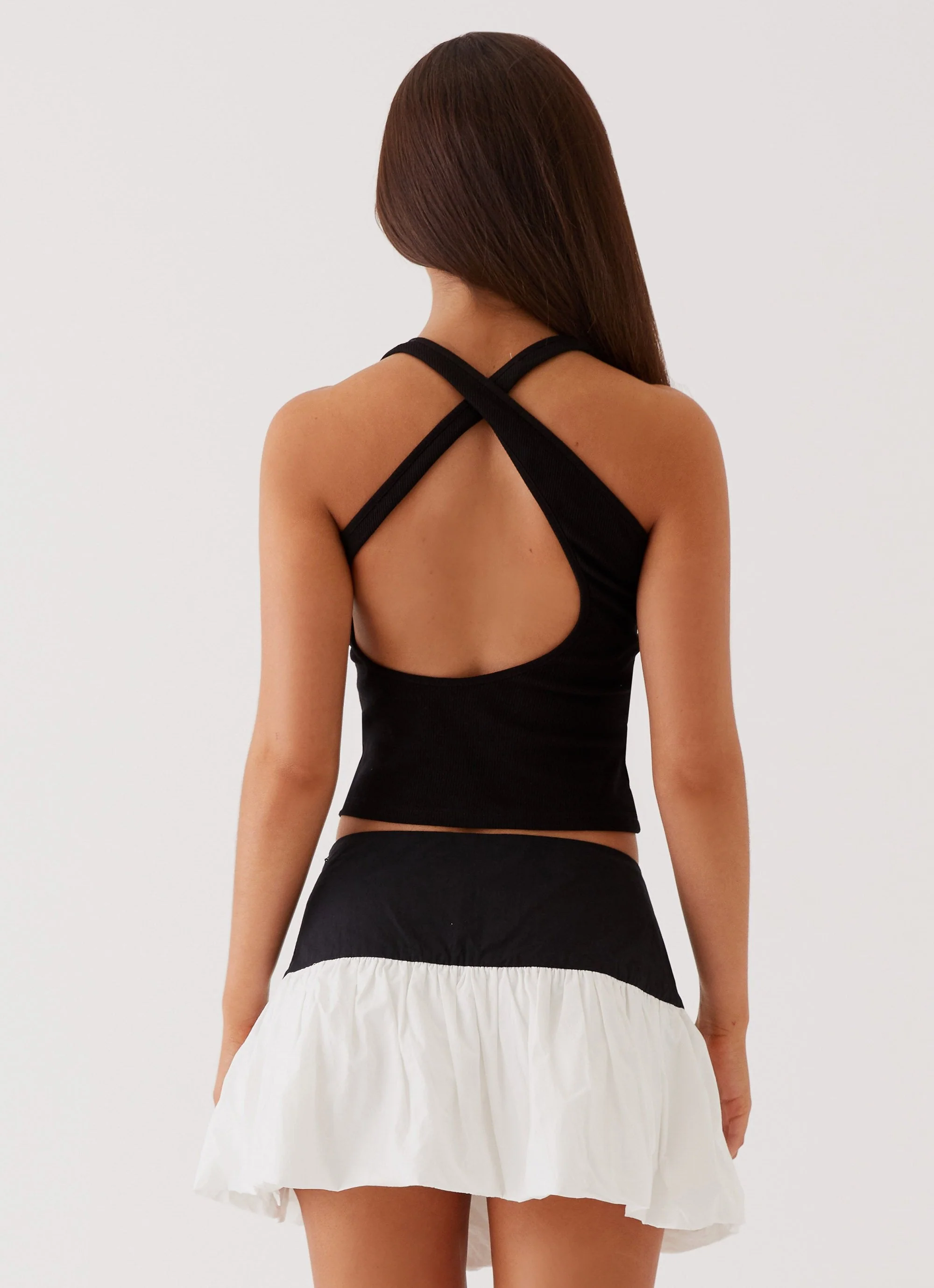 Riva Bubble Hem Mini Skirt - Black Ivory - Image 5