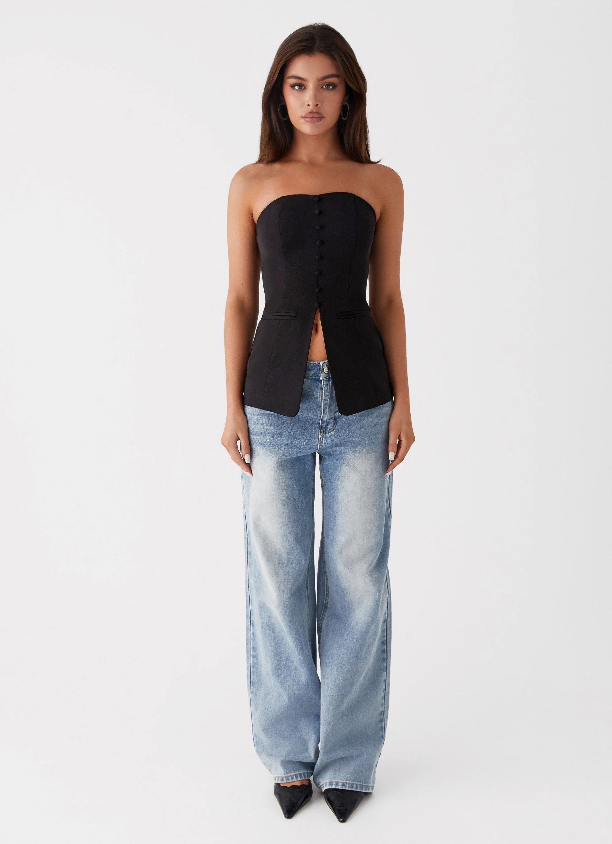 Riveria Strapless Top - Black - Image 2