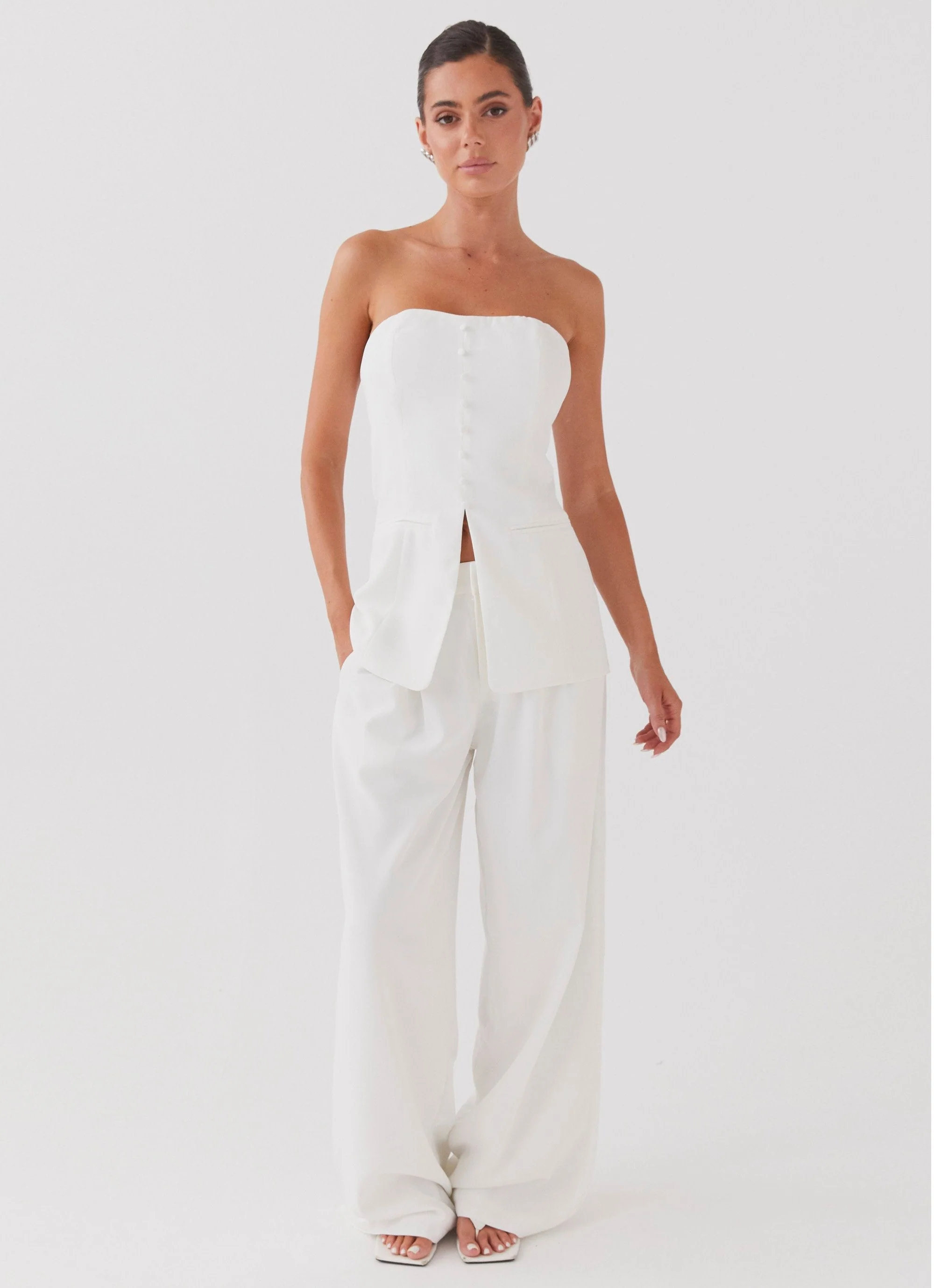 Riveria Tailored Strapless Top - Ivory - Image 2