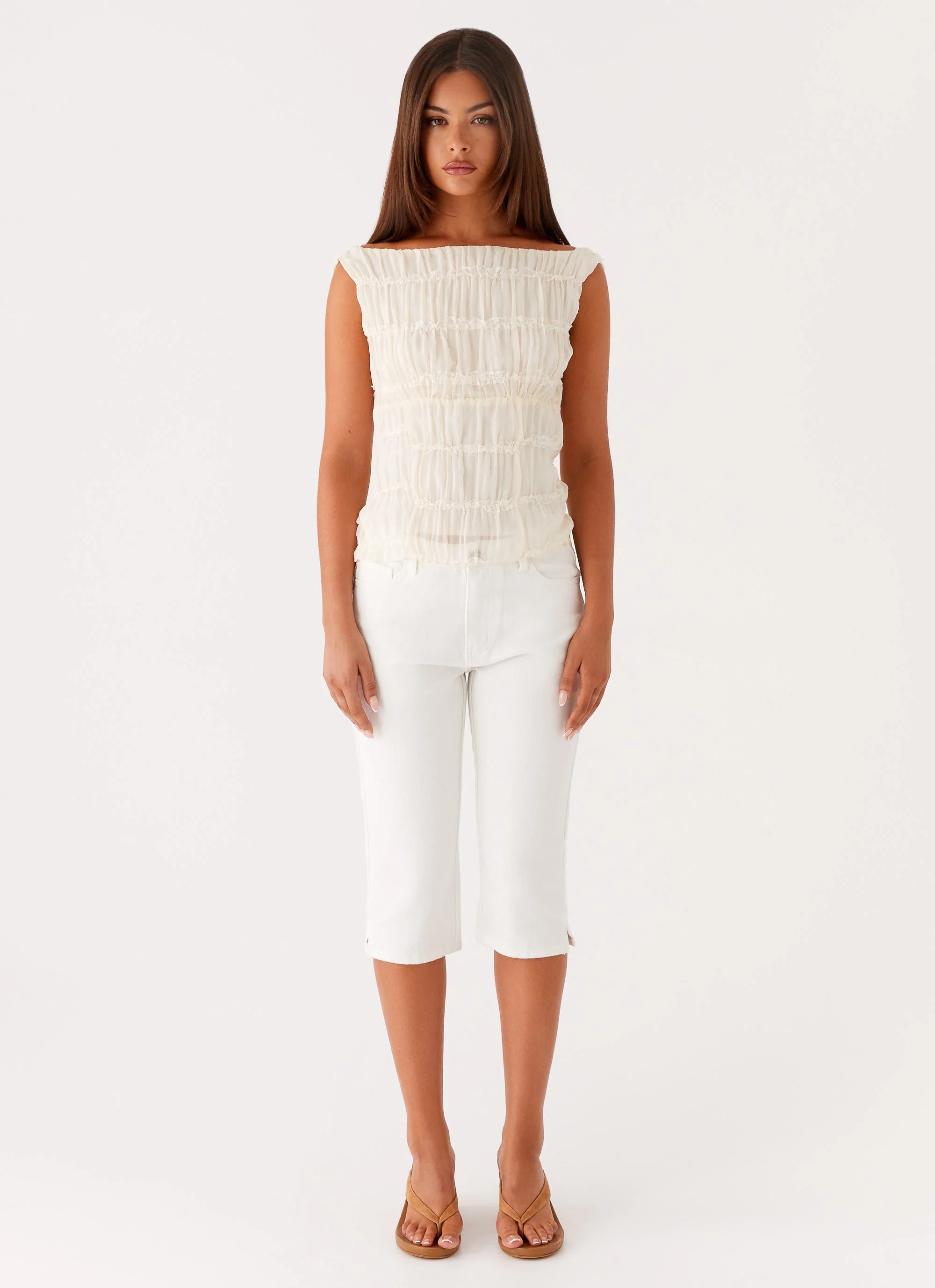 Rocco Denim Capri Pants - Off White - Image 2
