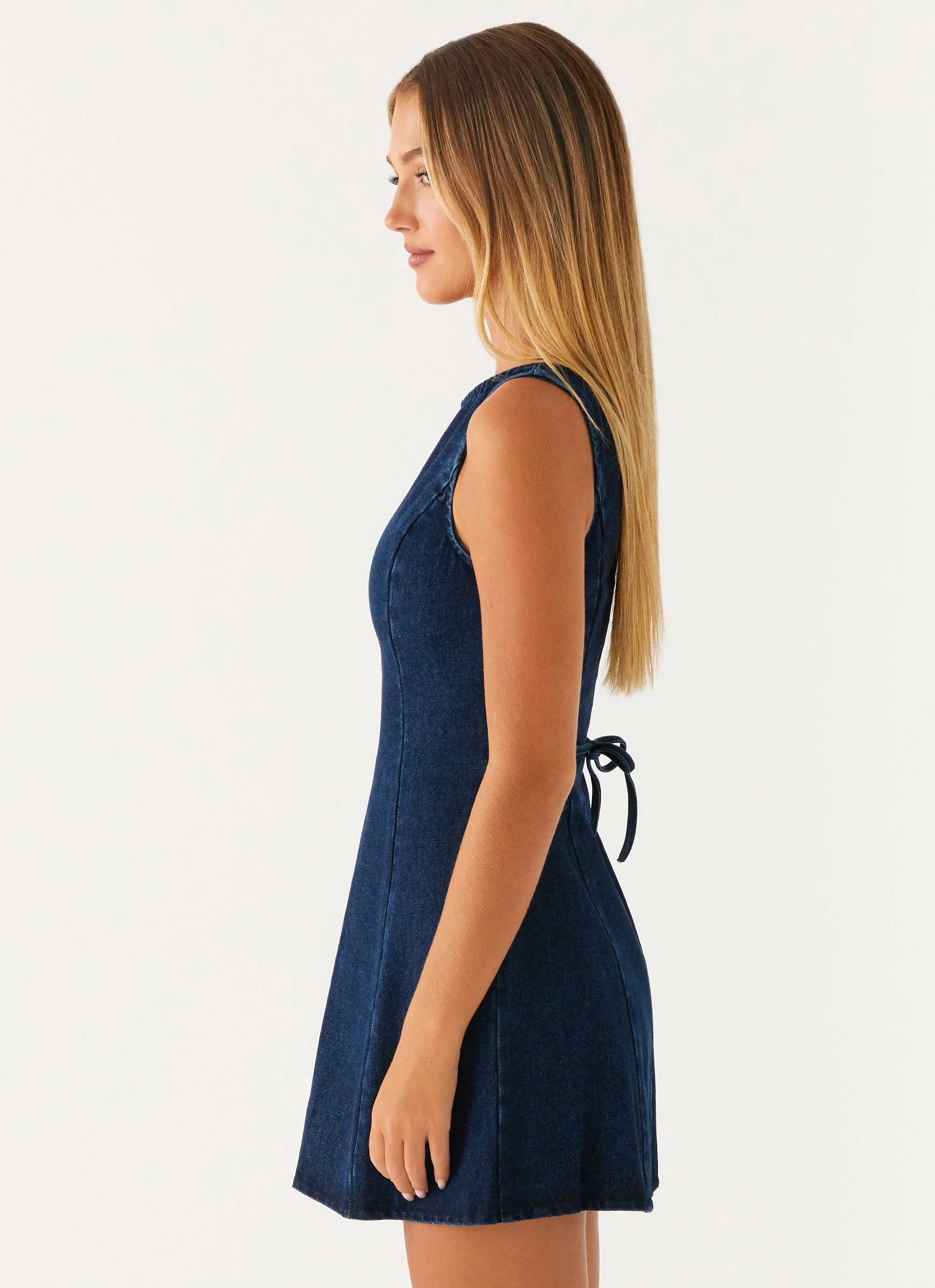 Rochelle Denim Mini Dress - Blue - Image 3