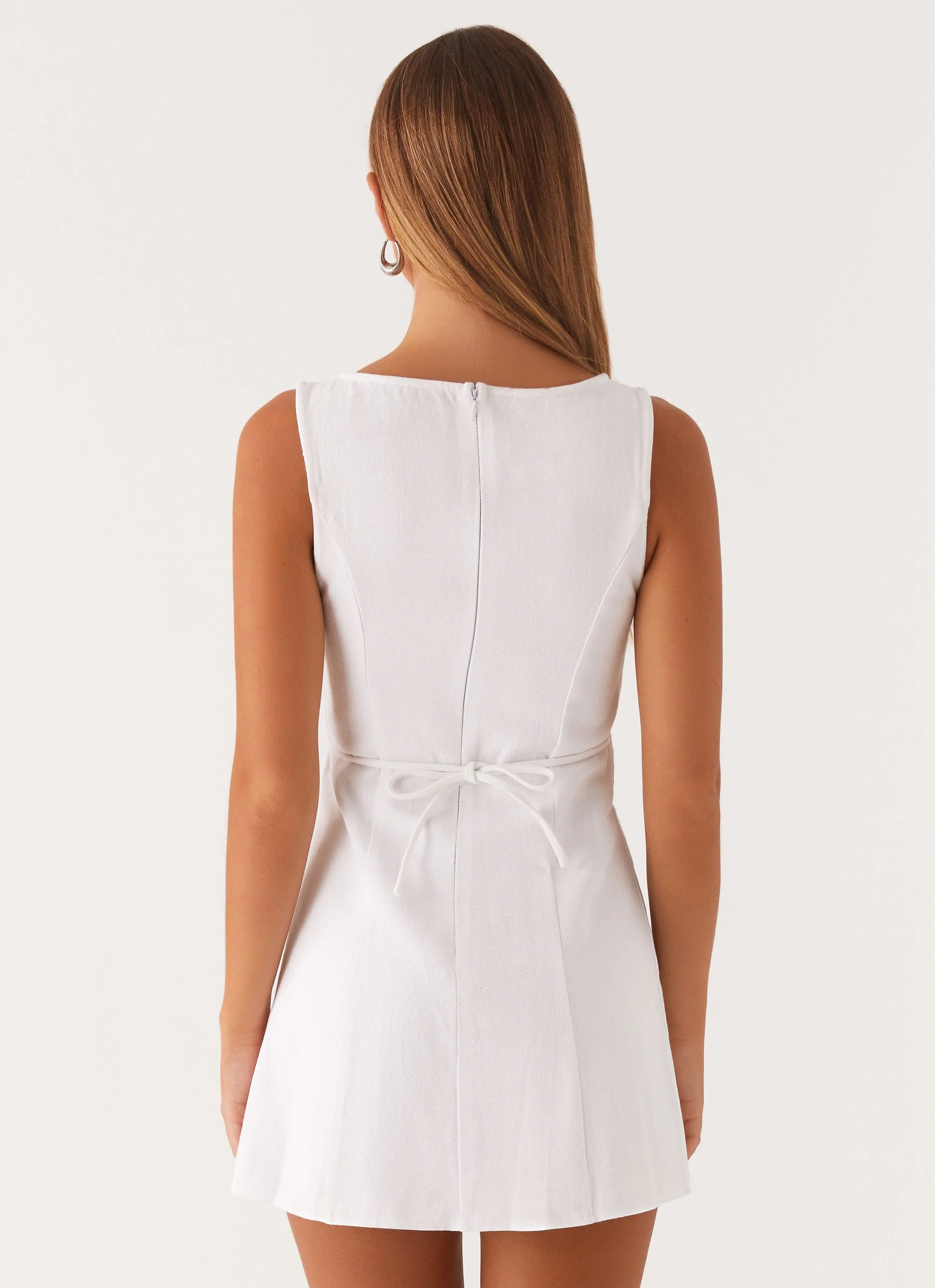 Rochelle Denim Mini Dress - White - Image 4
