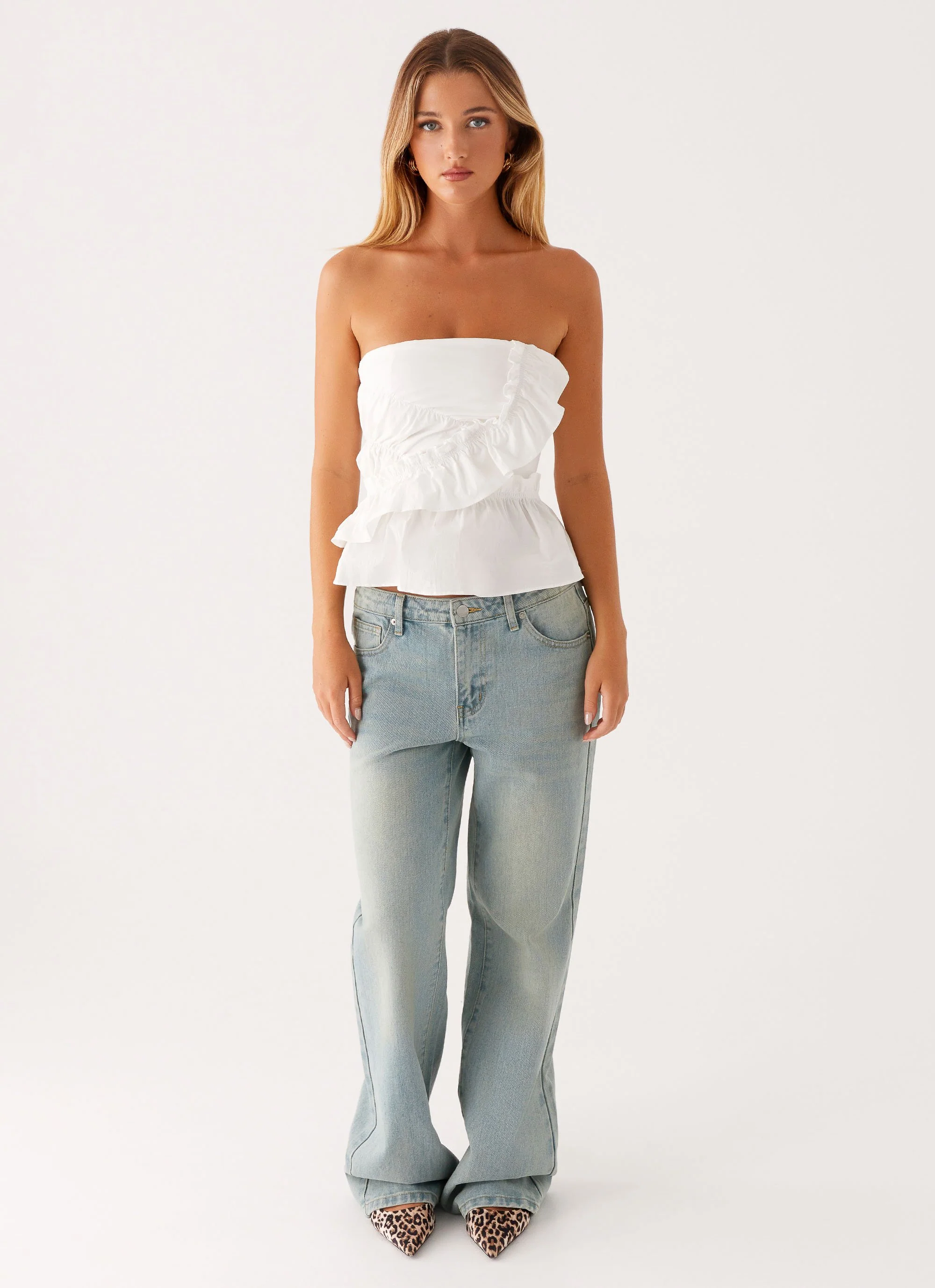 Roisin Ruched Top - White - Image 2