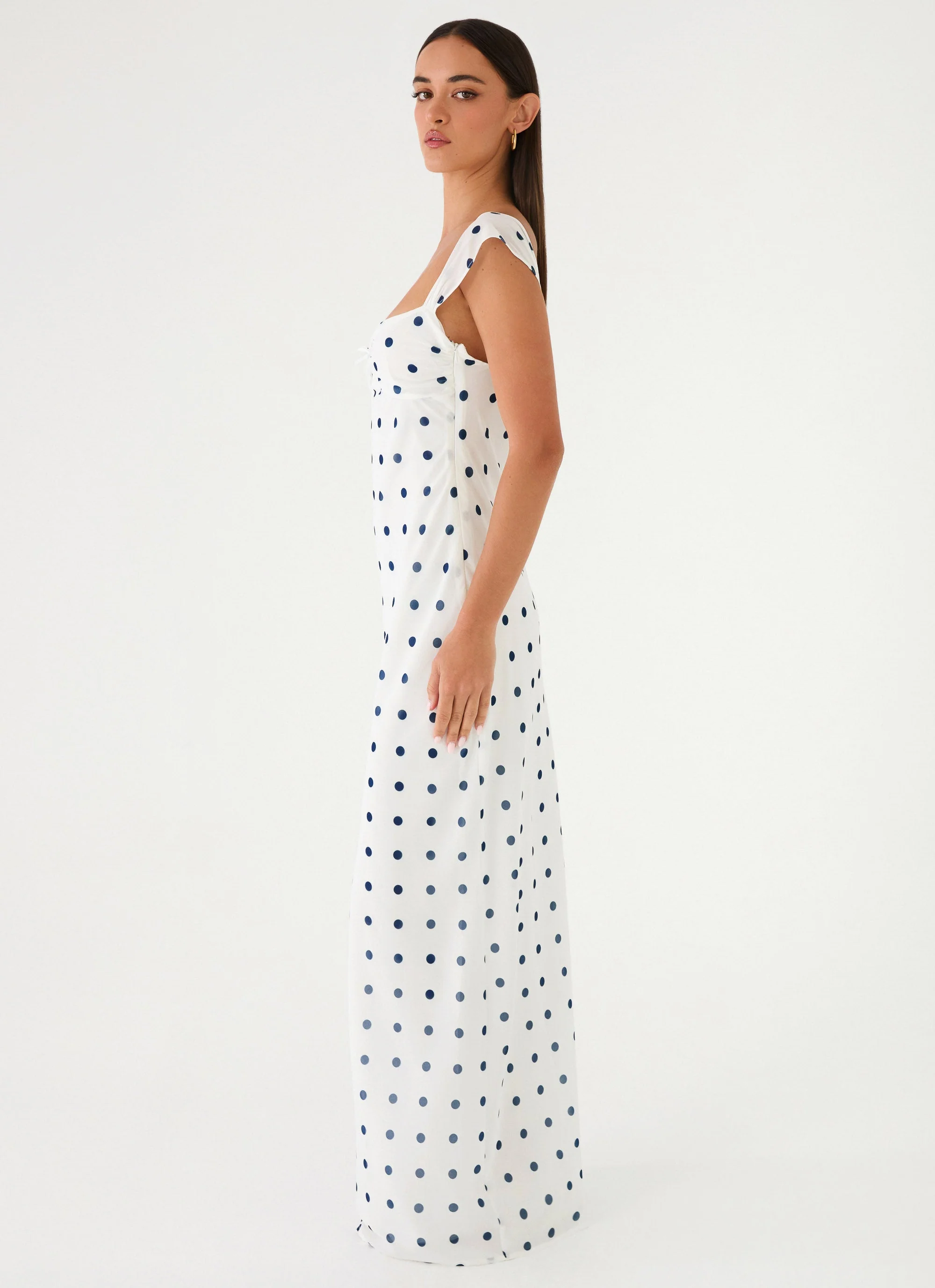 Roma Notte Maxi Dress - Porcelain Blue Polka Dot - Image 2