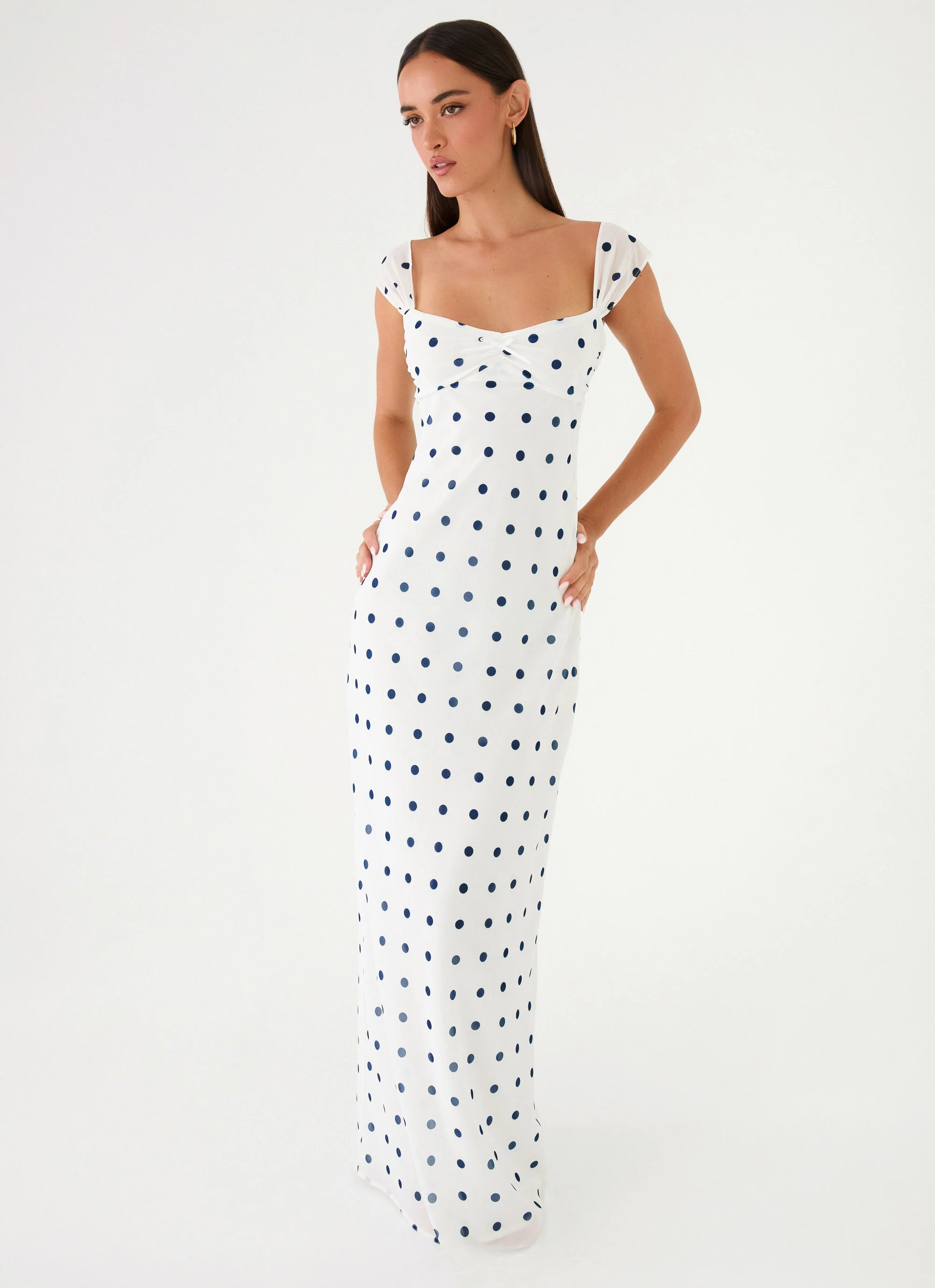 Roma Notte Maxi Dress - Porcelain Blue Polka Dot - Image 4