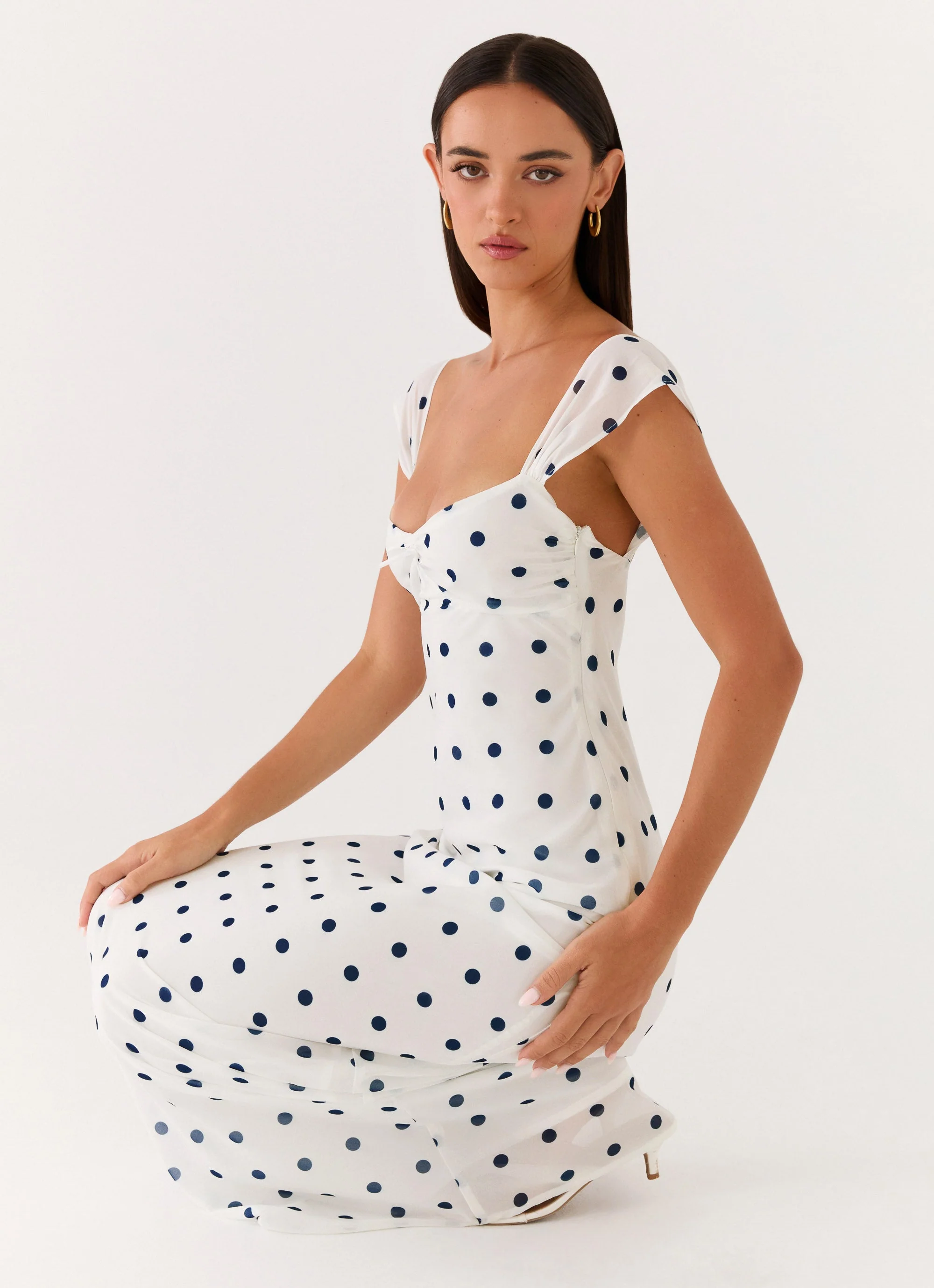 Roma Notte Maxi Dress - Porcelain Blue Polka Dot - Image 6