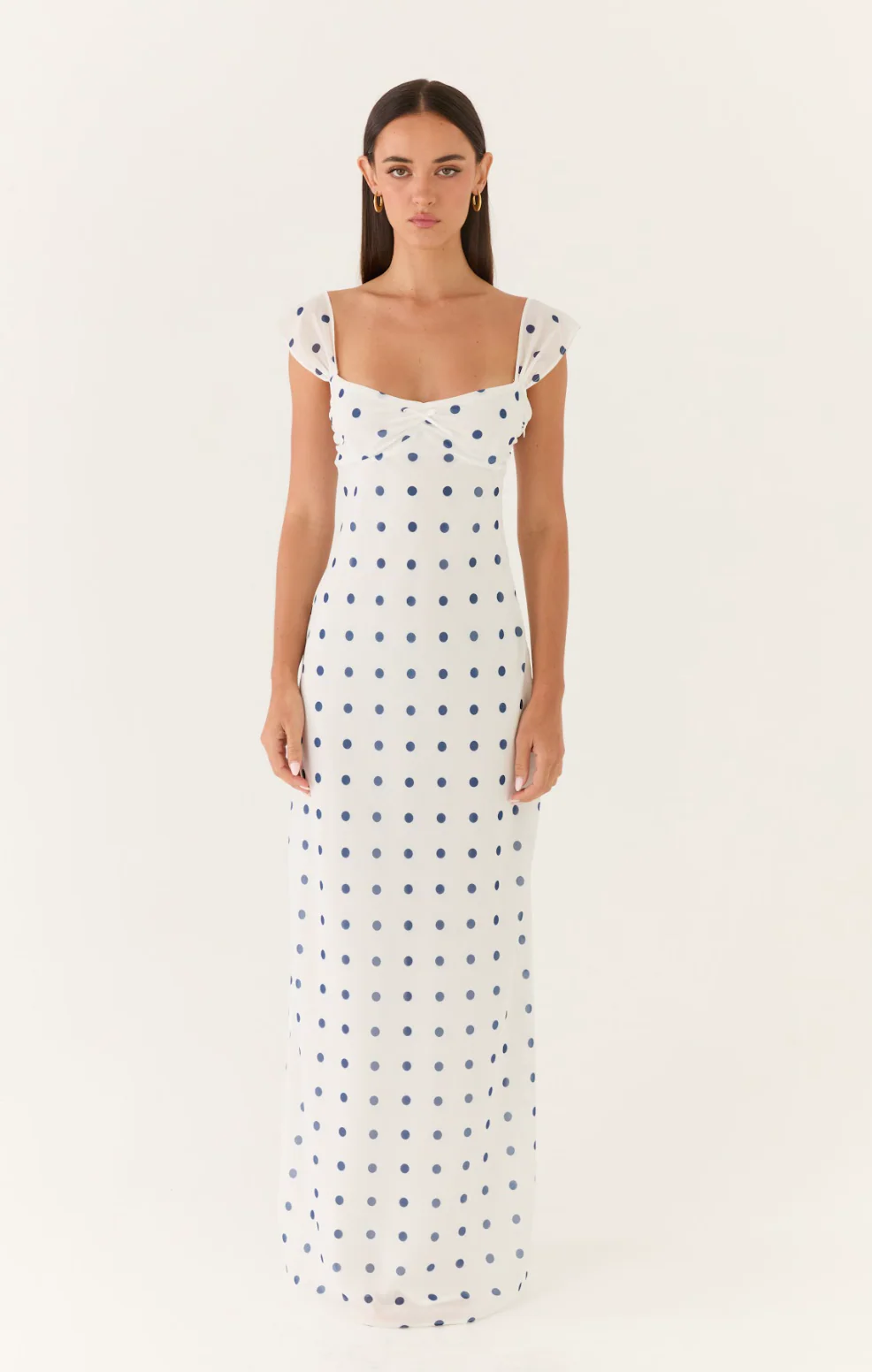 Roma Notte Maxi Dress - Porcelain Blue Polka Dot - Image 7