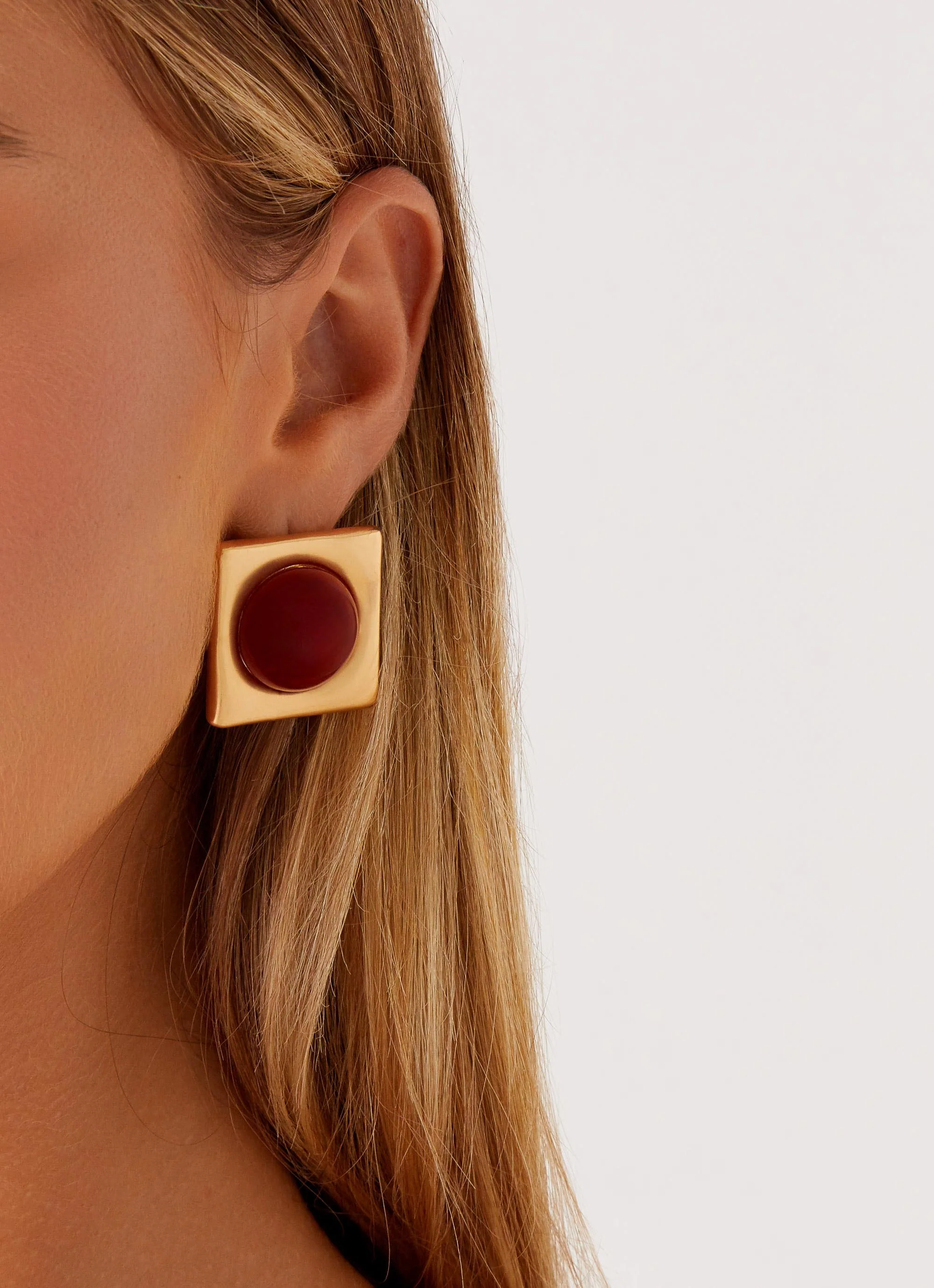 Romelle Earrings - Gold/Red - Image 2