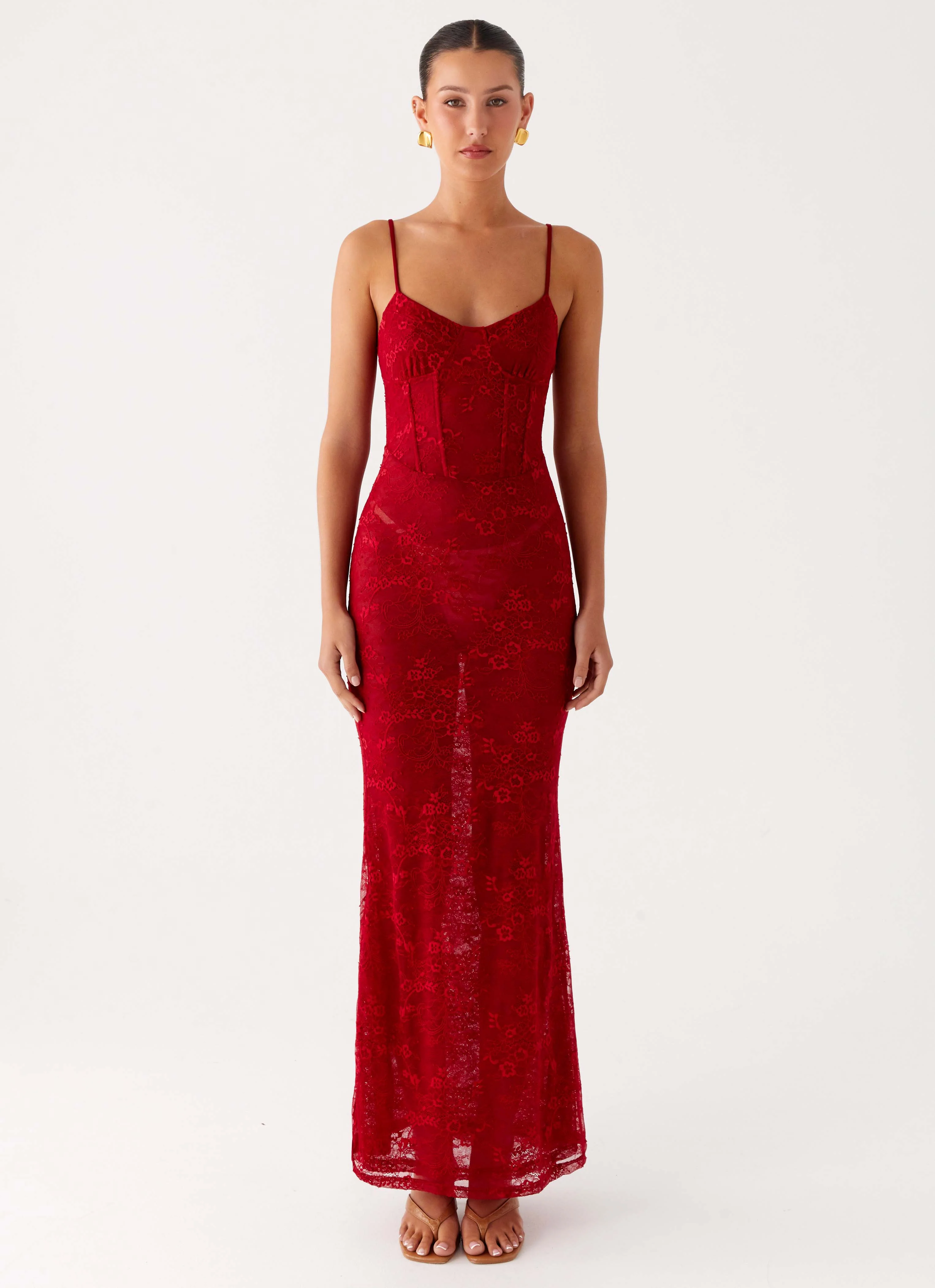 Rosa Corset Maxi Dress - Red - Image 2
