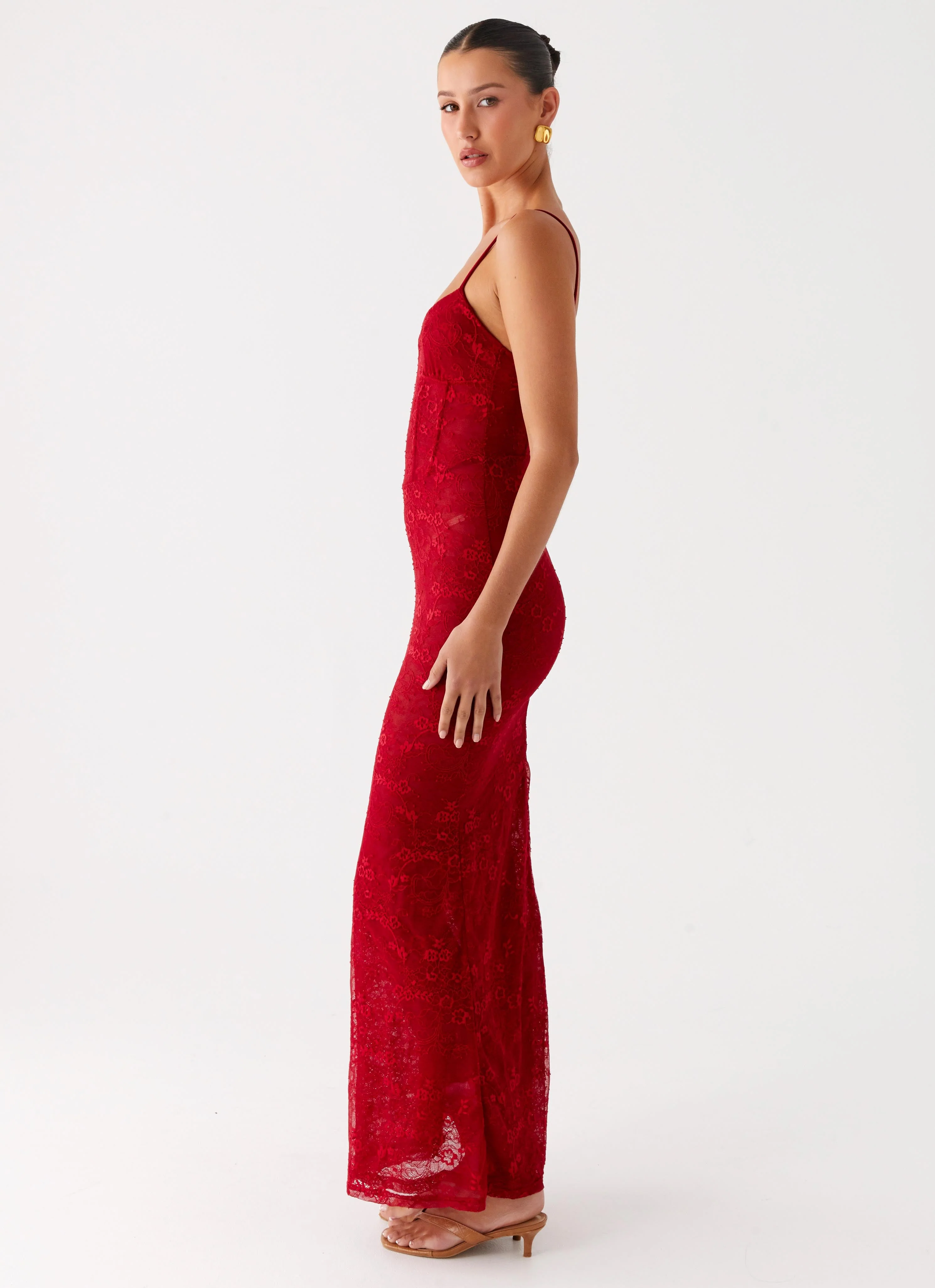 Rosa Corset Maxi Dress - Red - Image 3