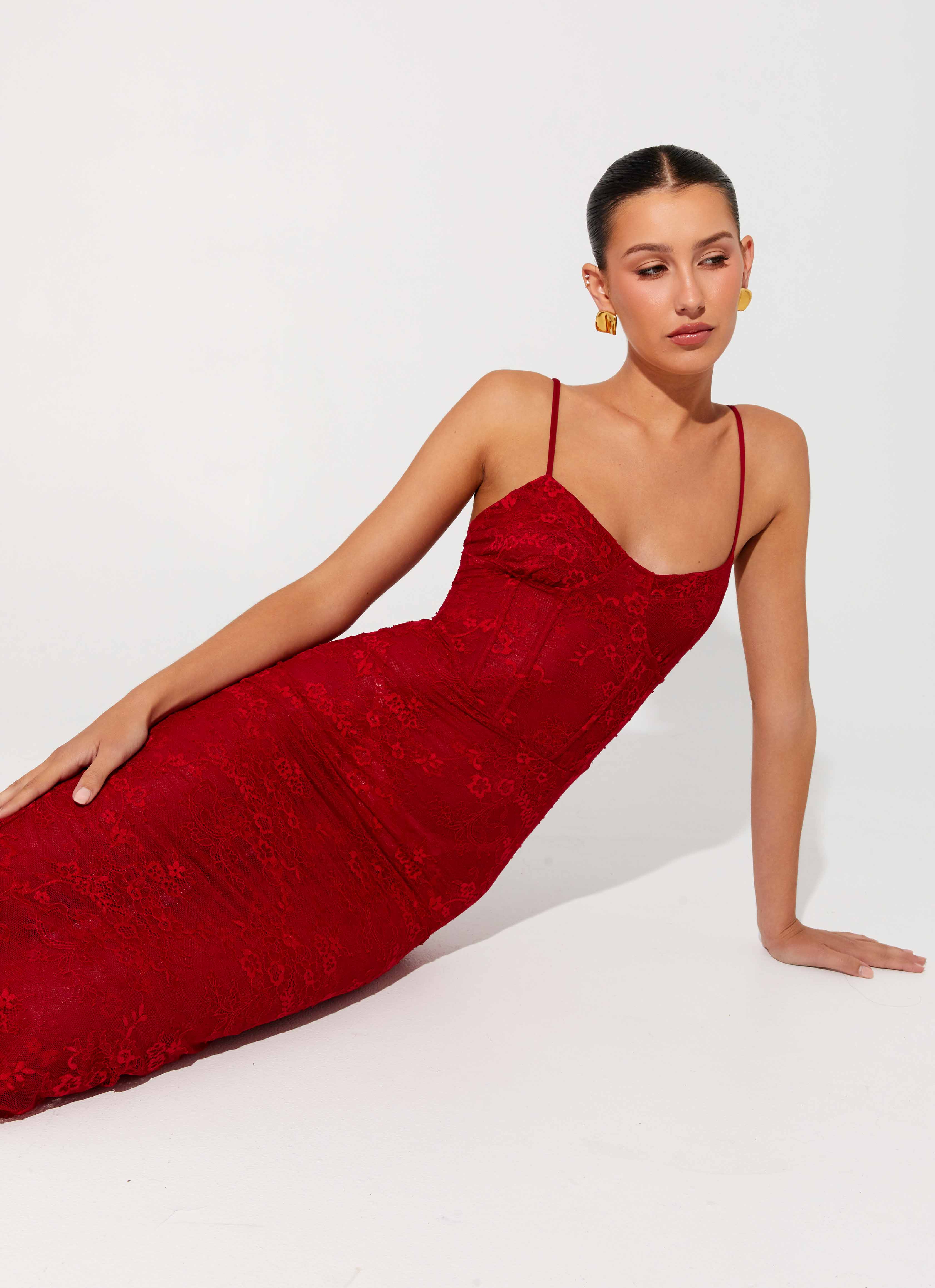 Rosa Corset Maxi Dress - Red - Image 6