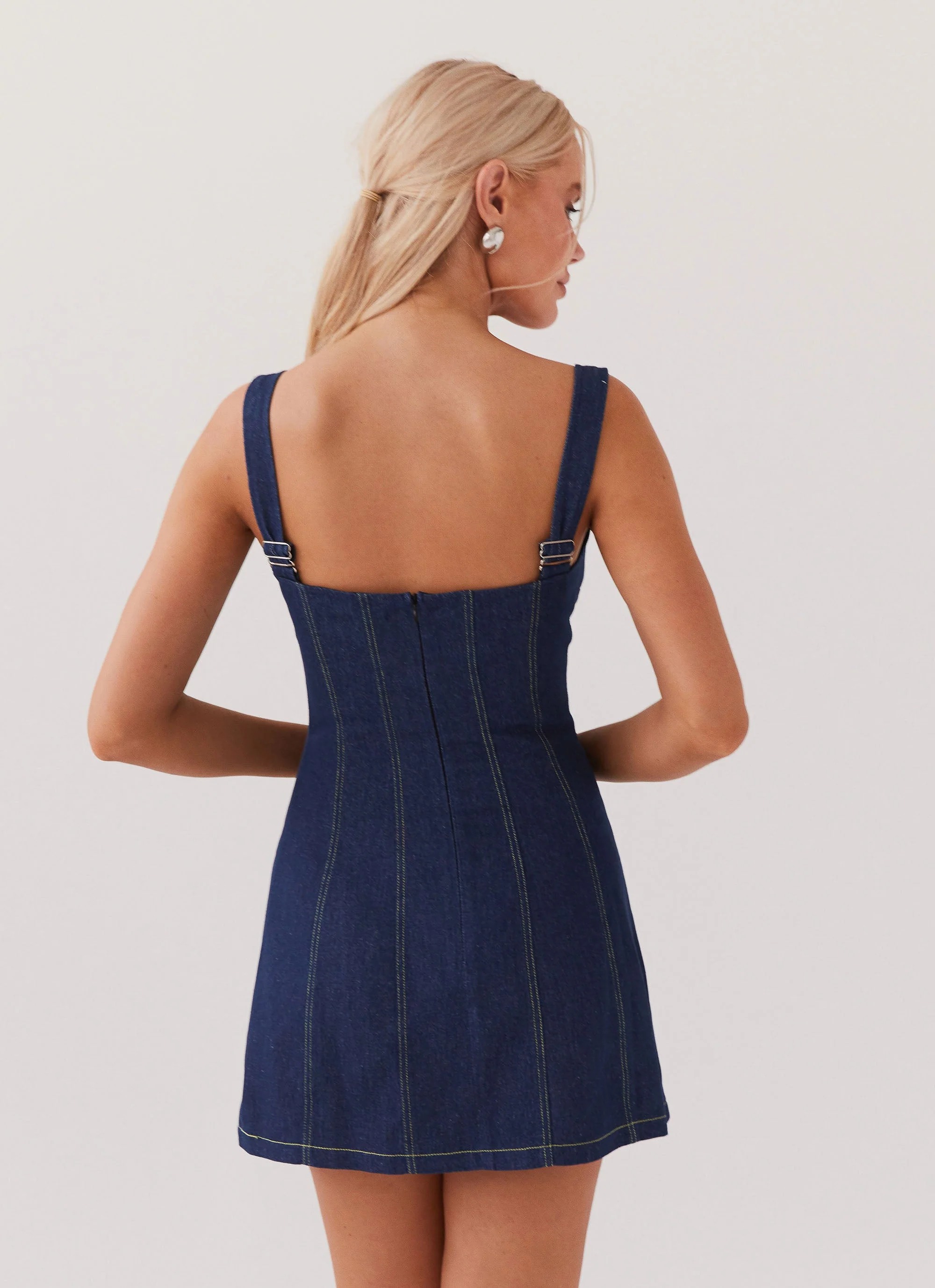 Rosalia Denim Mini Dress - Indigo - Image 4