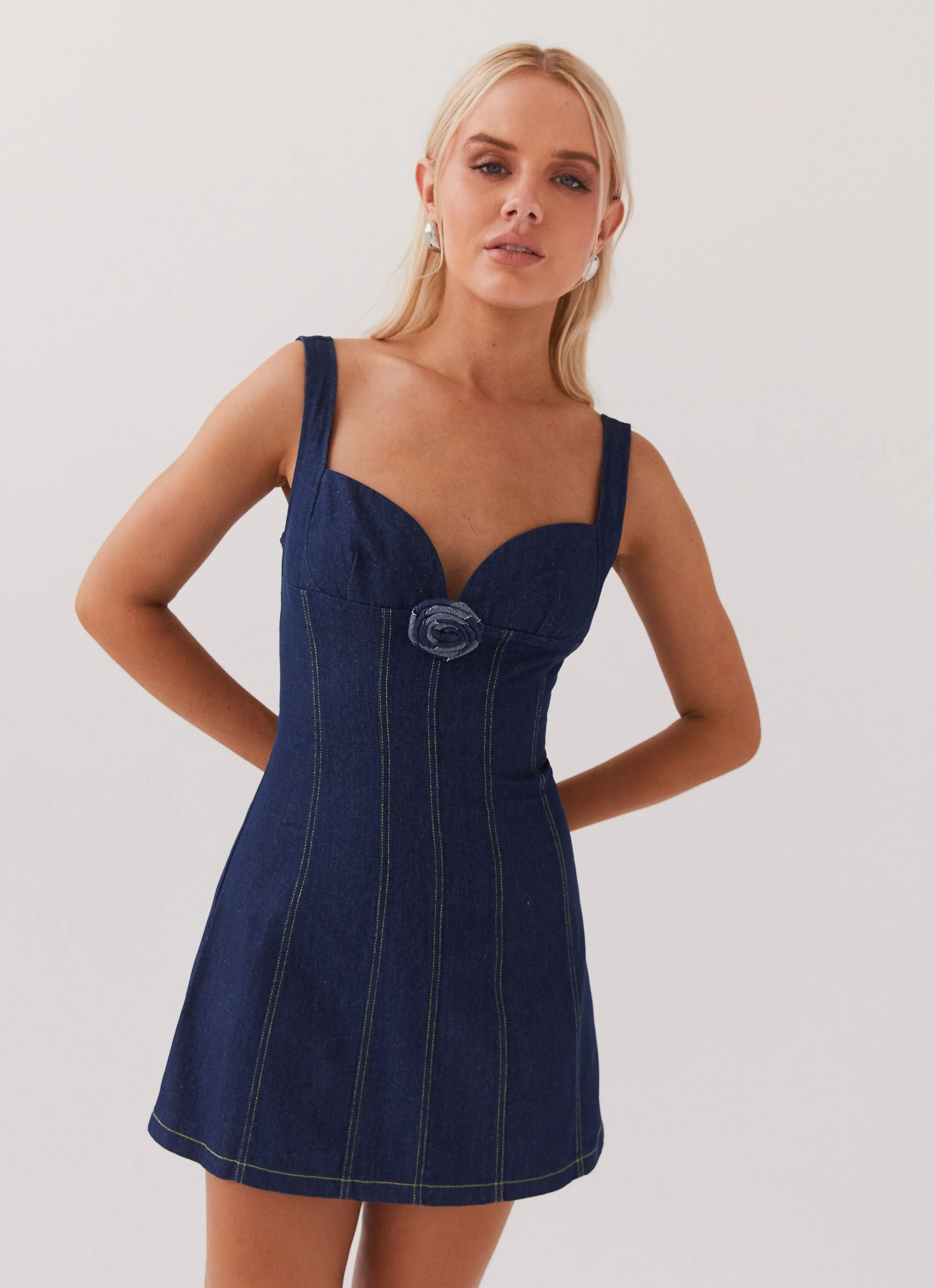Rosalia Denim Mini Dress - Indigo - Image 5